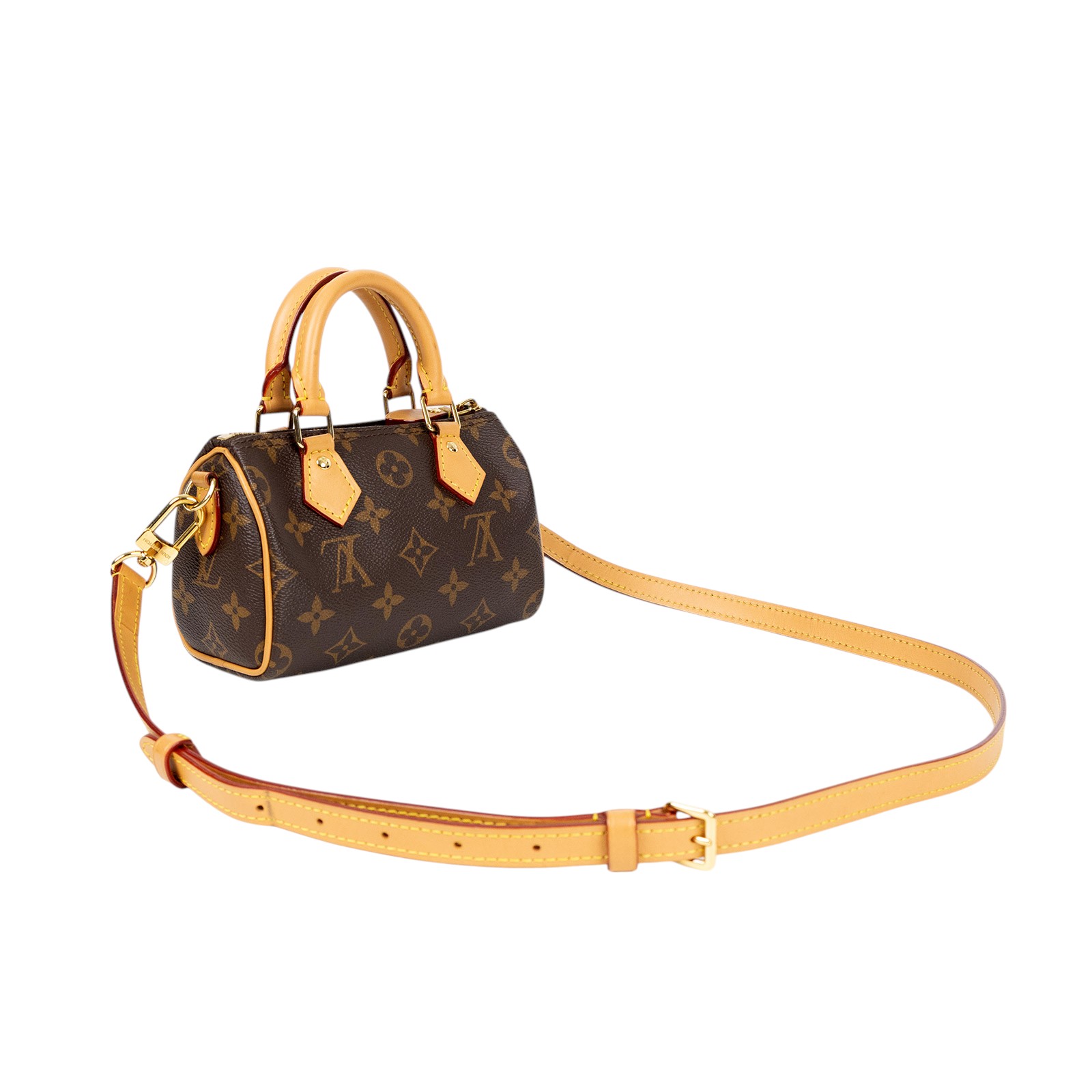 路易威登 LOUIS VUITTON Nano Speedy 原花 手提 肩背包 M81085 原花NANO SPEEDY 原廠盒子/防塵袋/購買證明/背帶