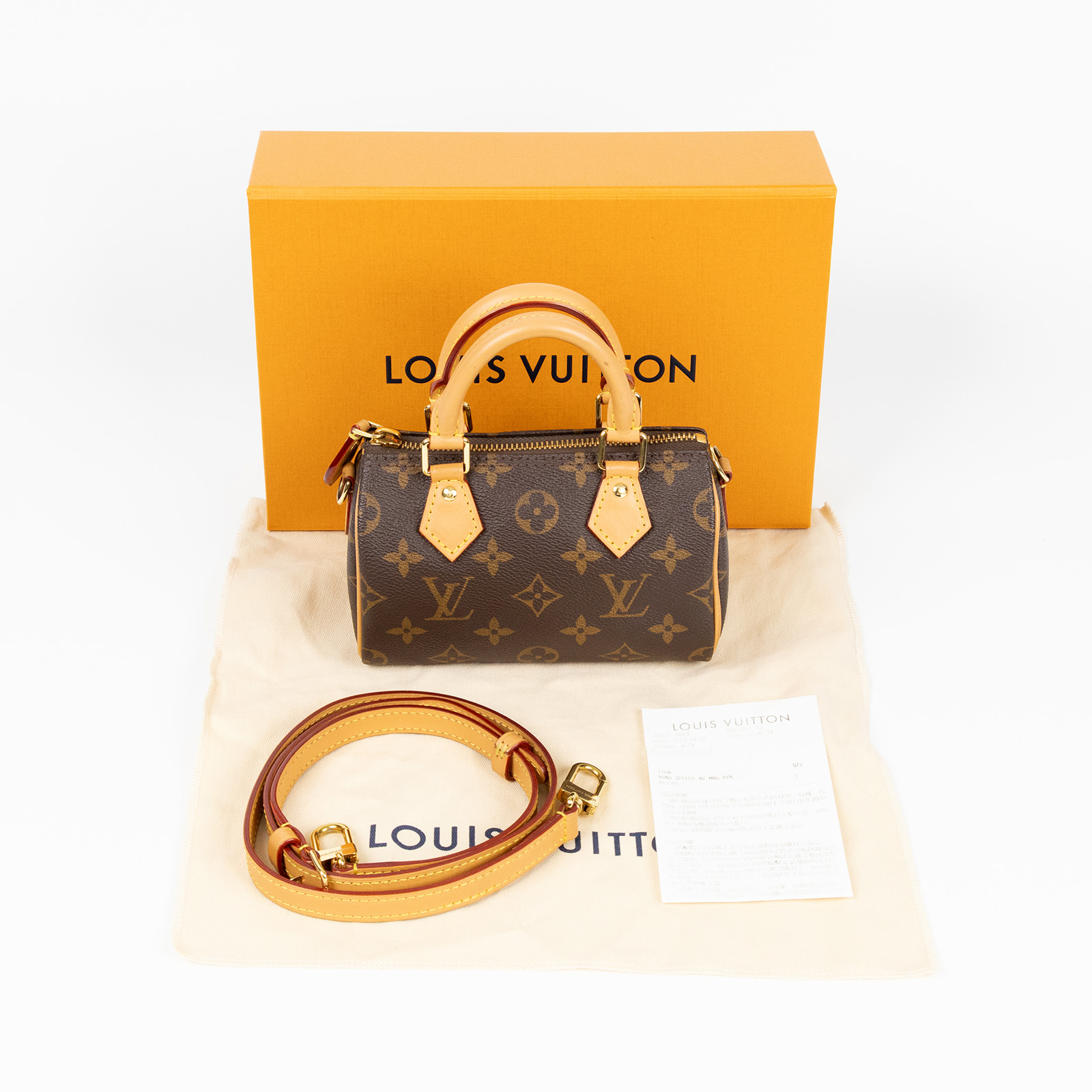 路易威登 LOUIS VUITTON Nano Speedy 原花 手提 肩背包 M81085 原花NANO SPEEDY 原廠盒子/防塵袋/購買證明/背帶