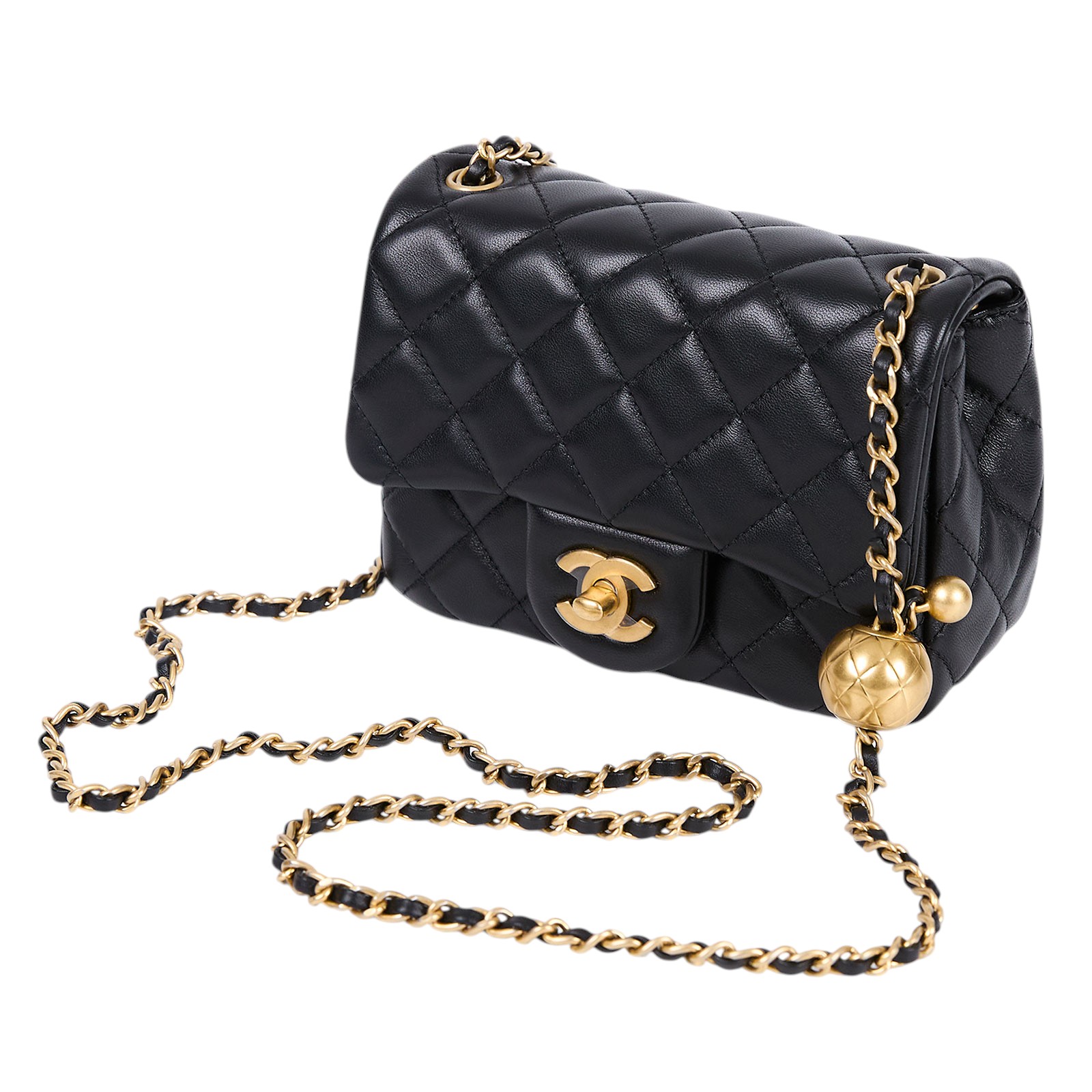香奈兒 CHANEL CC logo 金球 方胖 肩背 斜背 口蓋包 AS1786 晶片款 黑金球方胖 原廠盒子/防塵袋/購買證明