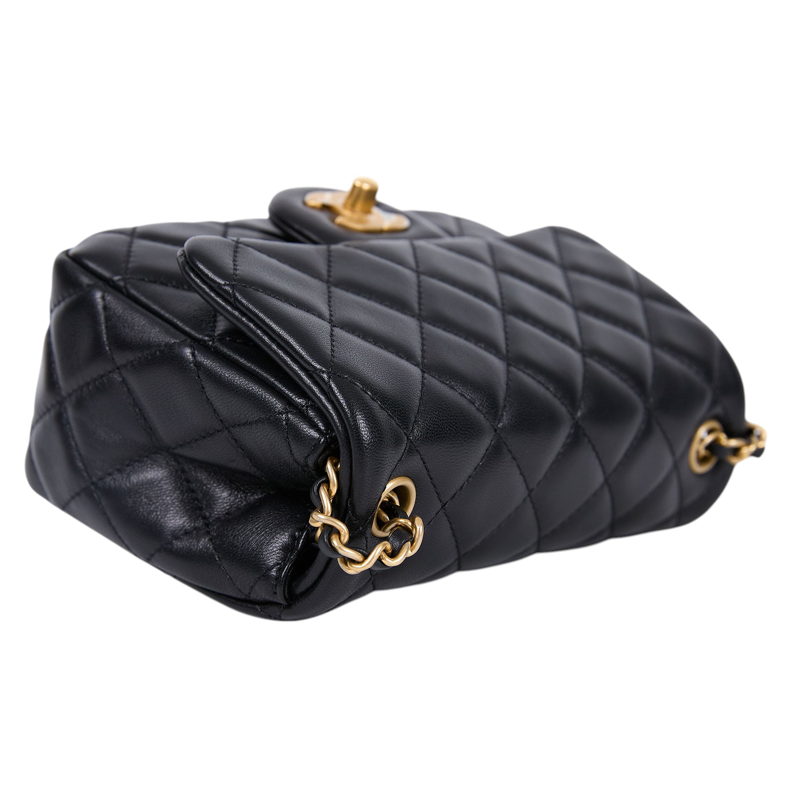 香奈兒 CHANEL CC logo 金球 方胖 肩背 斜背 口蓋包 AS1786 晶片款 黑金球方胖 原廠盒子/防塵袋/購買證明
