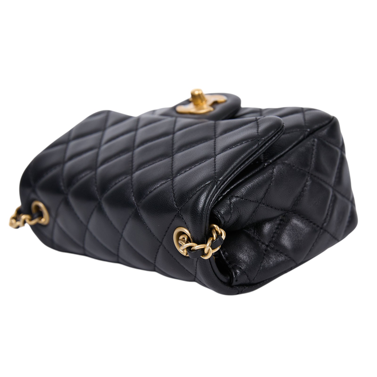 香奈兒 CHANEL CC logo 金球 方胖 肩背 斜背 口蓋包 AS1786 晶片款 黑金球方胖 原廠盒子/防塵袋/購買證明