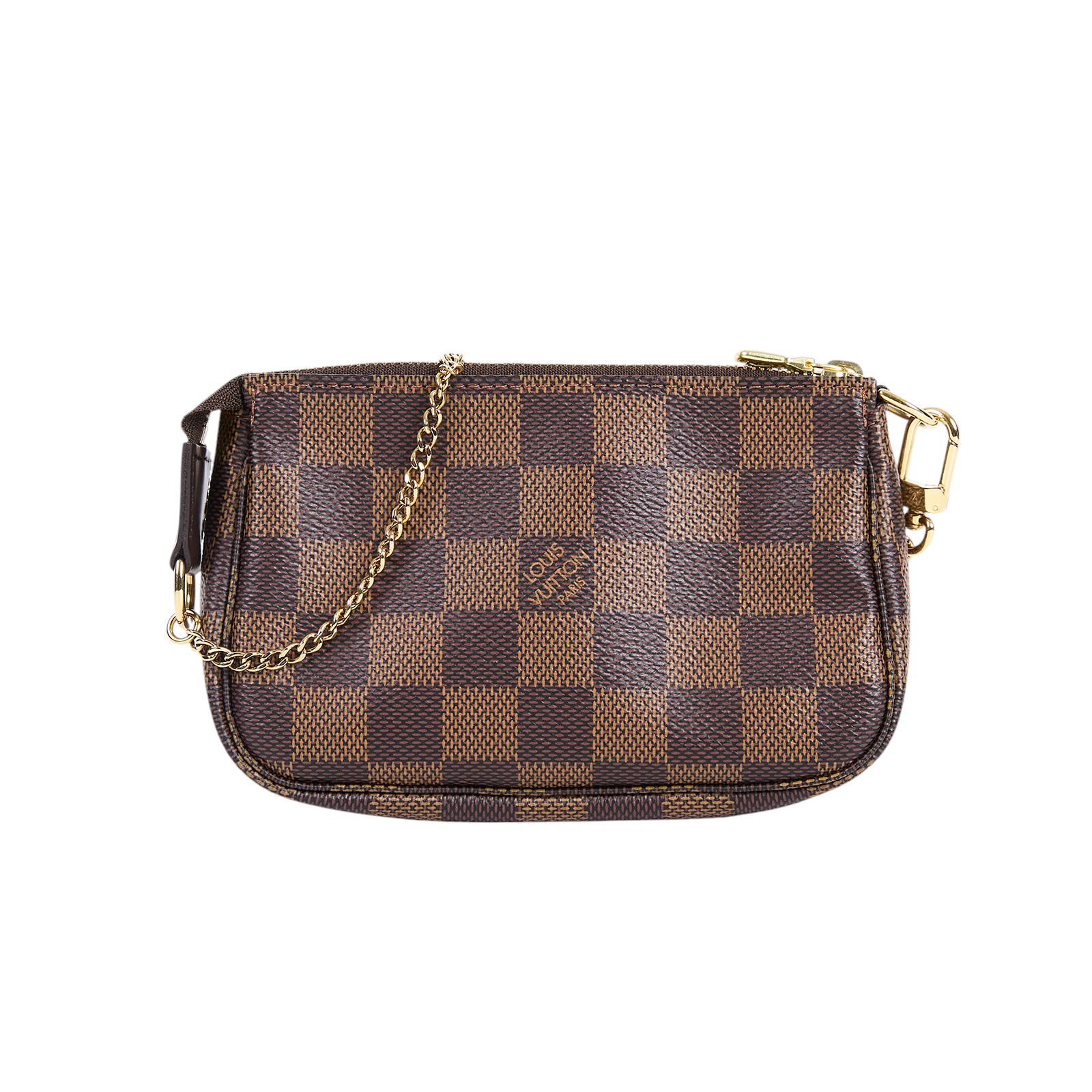 路易威登 LOUIS VUITTON Damier Ebene塗層帆布 鏈帶 迷你小皮包 N58009 棋盤小麻將包 原廠盒子/防塵袋