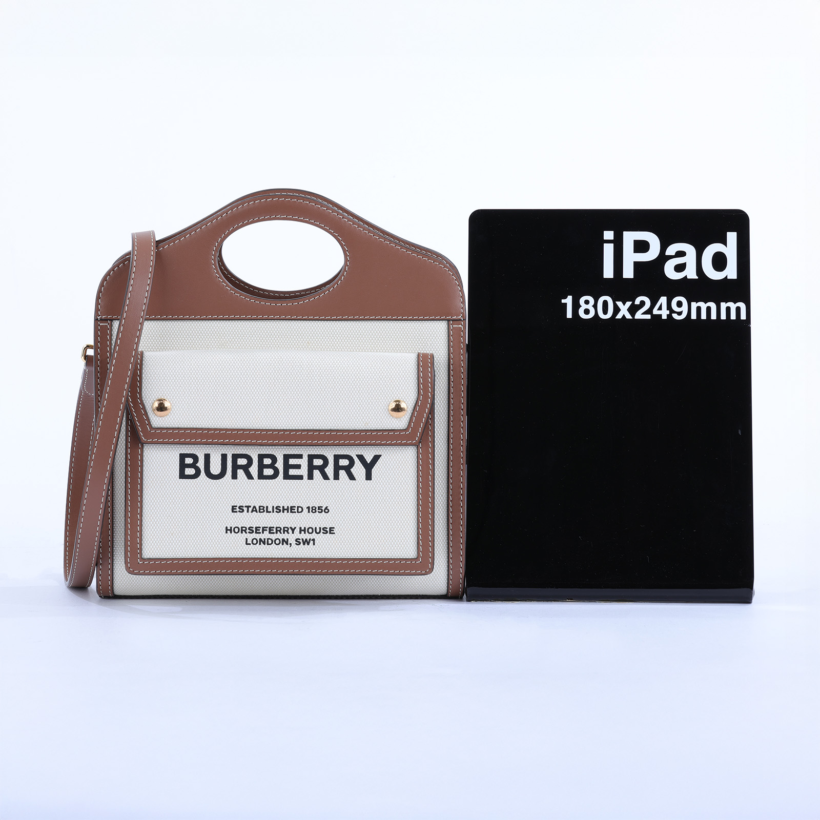博柏利 BURBERRY Mini Pocket 肩背 手提包 8039361 帆布拼皮革POCKET MINI 防塵袋/背帶