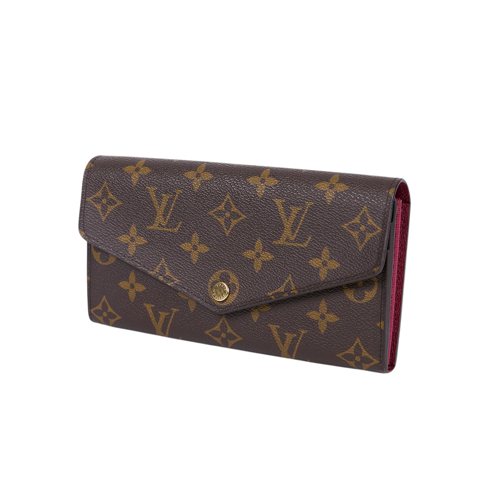 路易威登 LOUIS VUITTON Sarah 錢包 口蓋長夾 紫紅色 M62234 晶片款 原花酒紅Sarah信封長夾 無附屬品
