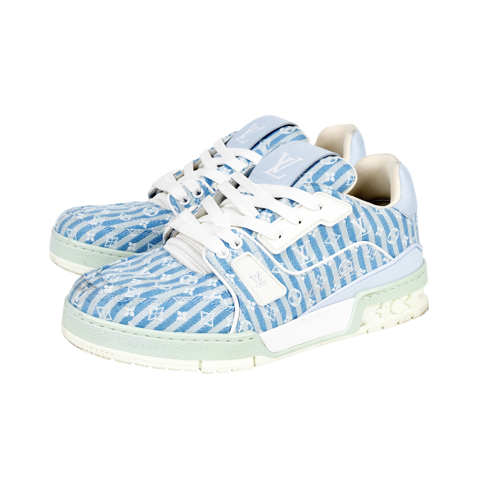 路易威登 LOUIS VUITTON LV Trainer 運動鞋 1ABG1K 淺藍條紋TRAINER#40 無附屬品