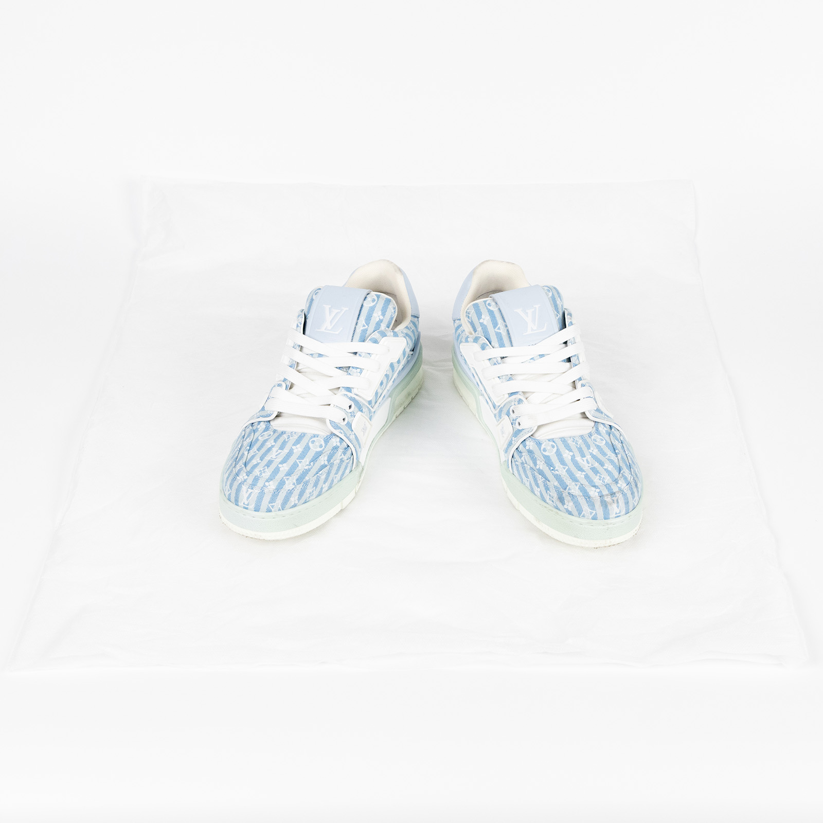 路易威登 LOUIS VUITTON LV Trainer 運動鞋 1ABG1K 淺藍條紋TRAINER#40 無附屬品