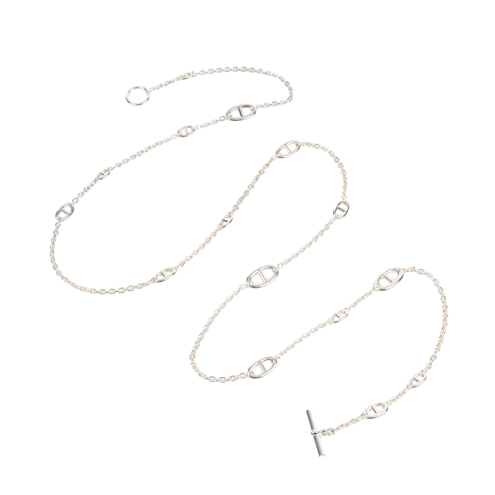 愛馬仕 Hermès Farandole 豬鼻子 長項鍊 FARADOLENL 23BD 226548 925銀豬鼻項鍊120CM 原廠盒子