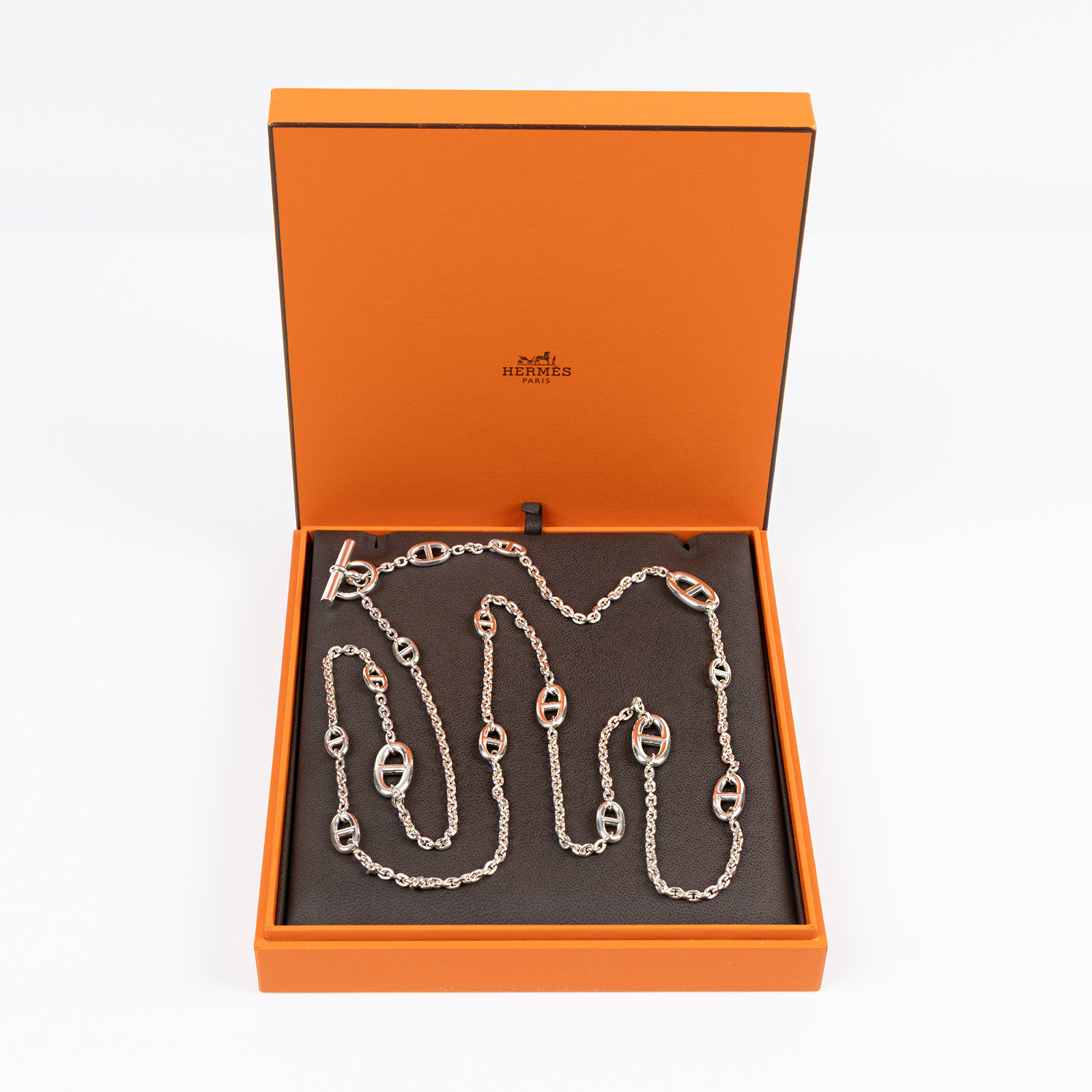 愛馬仕 Hermès Farandole 豬鼻子 長項鍊 FARADOLENL 23BD 226548 925銀豬鼻項鍊120CM 原廠盒子