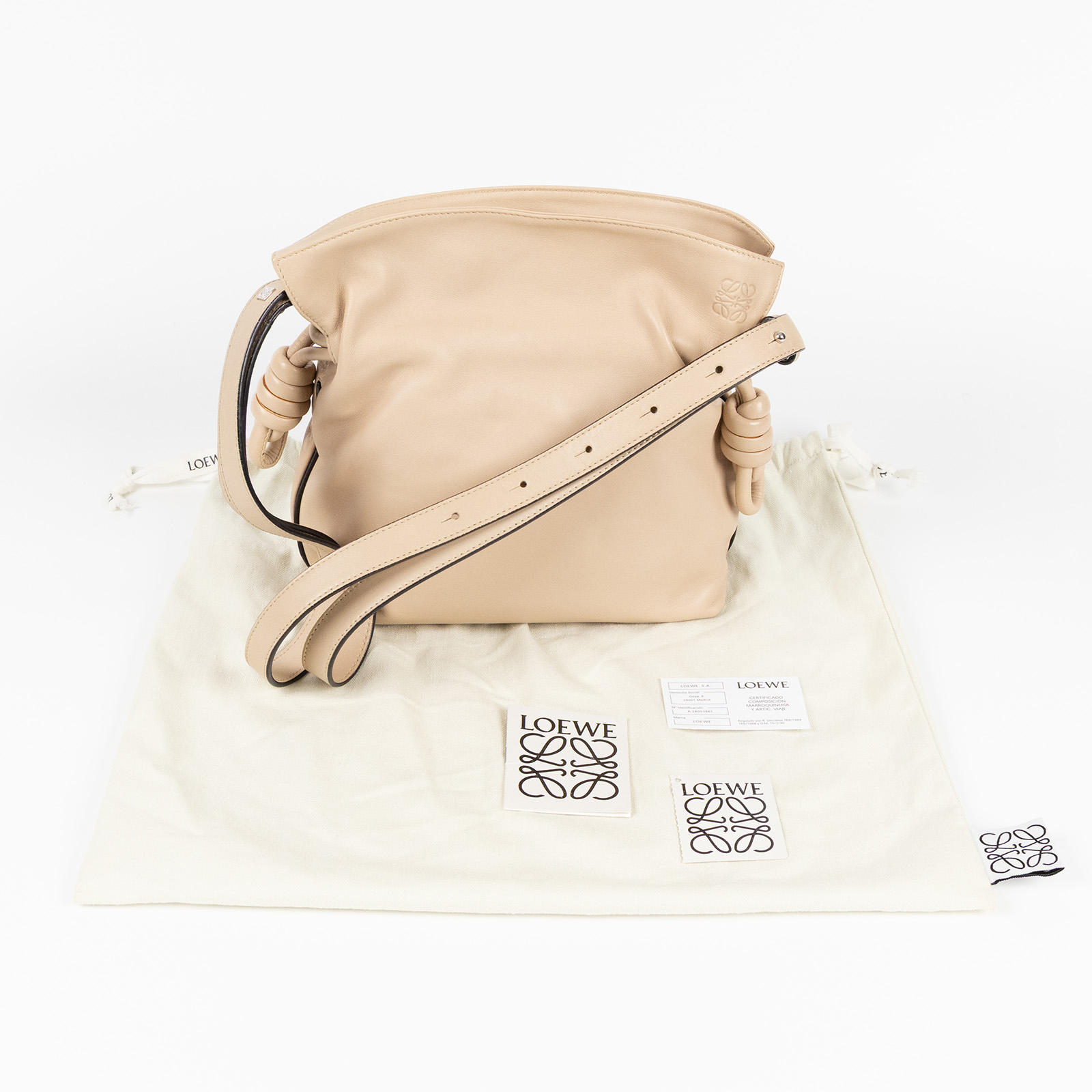 羅意威 LOEWE Mini Flamenco clutch 小牛皮 迷你 肩背包 A411FC2X37 奶茶FLAMENCO MINI 防塵袋