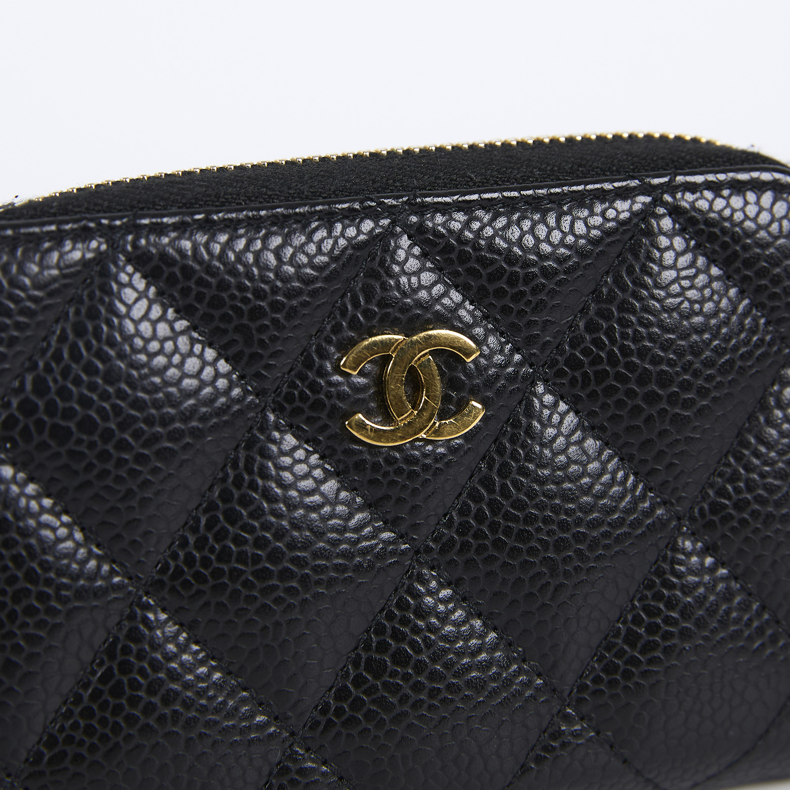 香奈兒 CHANEL 卡片零錢夾 荔枝皮 CC LOGO A69271 黑金荔枝牛拉鍊零錢包 原廠盒子/防塵袋/保證卡
