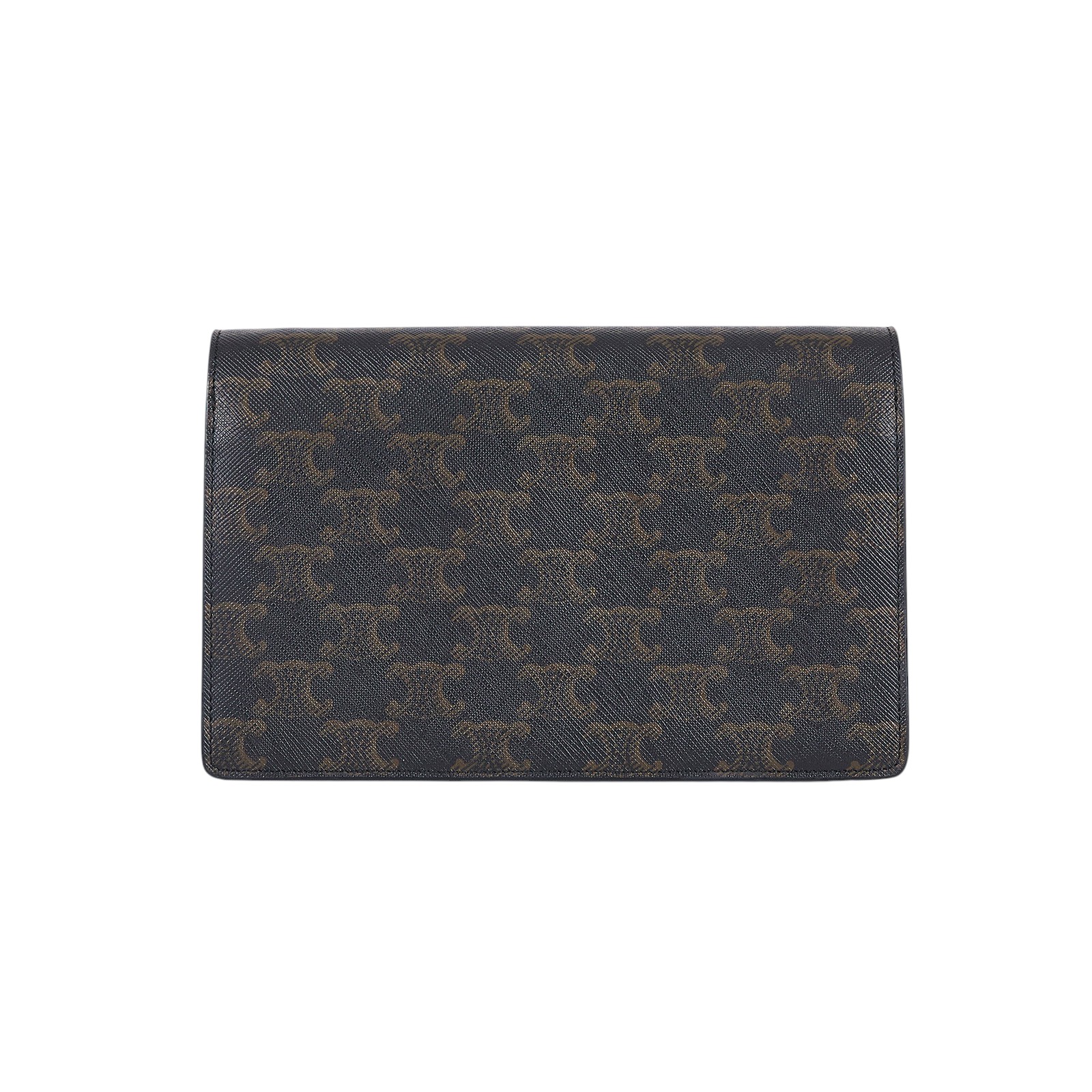 思琳 CELINE Triomphe 帆布  平滑羊皮 Strap 錢包 10D852CG9 黃褐色STRAP信封包 原廠盒子/防塵袋/背帶