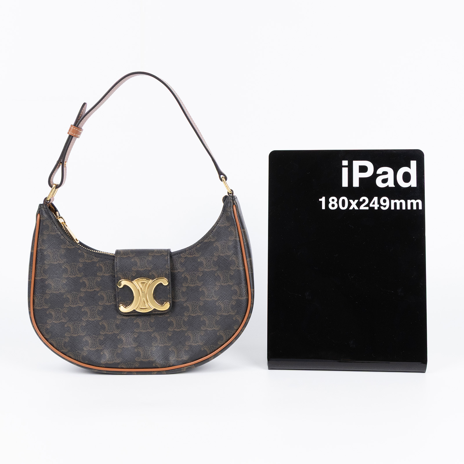 思琳 CELINE Ava Triomphe 標誌印花 牛皮革 中型 肩背 手提包 114492BZJ 黑AVA TFIOMPHE 肩背包 防塵袋