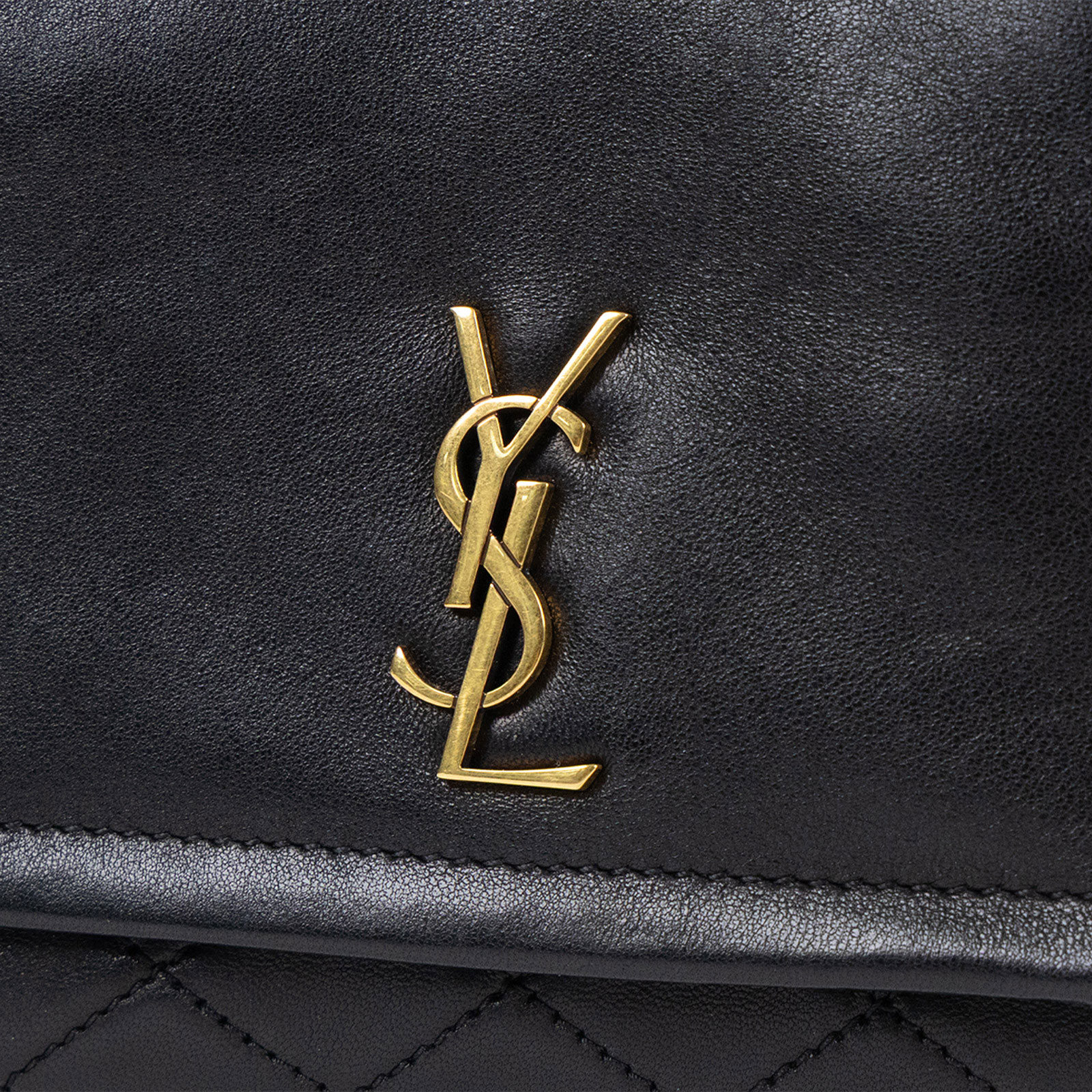 聖羅蘭 YSL SAINT LAURENT Nolia 小羊皮 迷你 手袋 肩背包 6727381EL07 黑金MINI NOLITA肩背包 原廠盒子/防塵袋