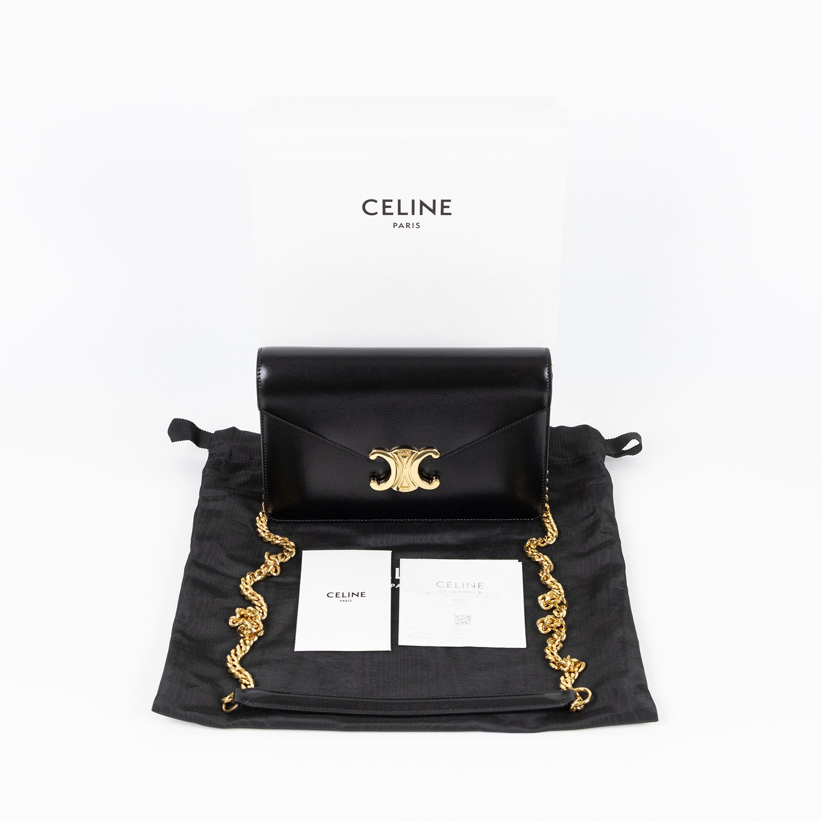 思琳 CELINE Margo 飾鍊錢包 10L033DPV 黑金MARGO WOC 原廠盒子/防塵袋/購買證明/背帶
