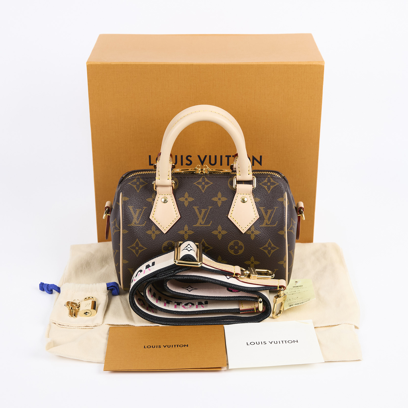路易威登 LOUIS VUITTON Speedy Bandoulière  20 原花 手提 斜背 波士頓包 M46234 晶片款  原廠盒子/防塵袋/背帶/鎖組