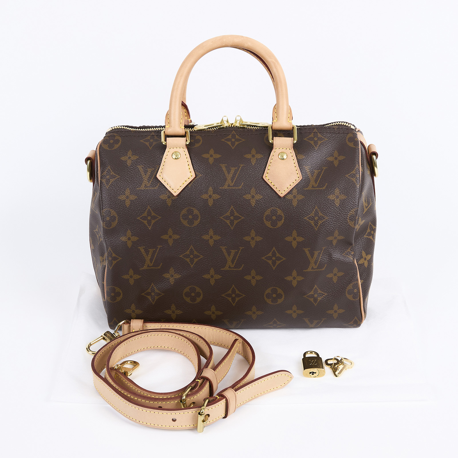 路易威登 LOUIS VUITTON Speedy Bandoulière  25 經典帆布 手提 斜背 波士頓包 M41113  背帶/鎖組