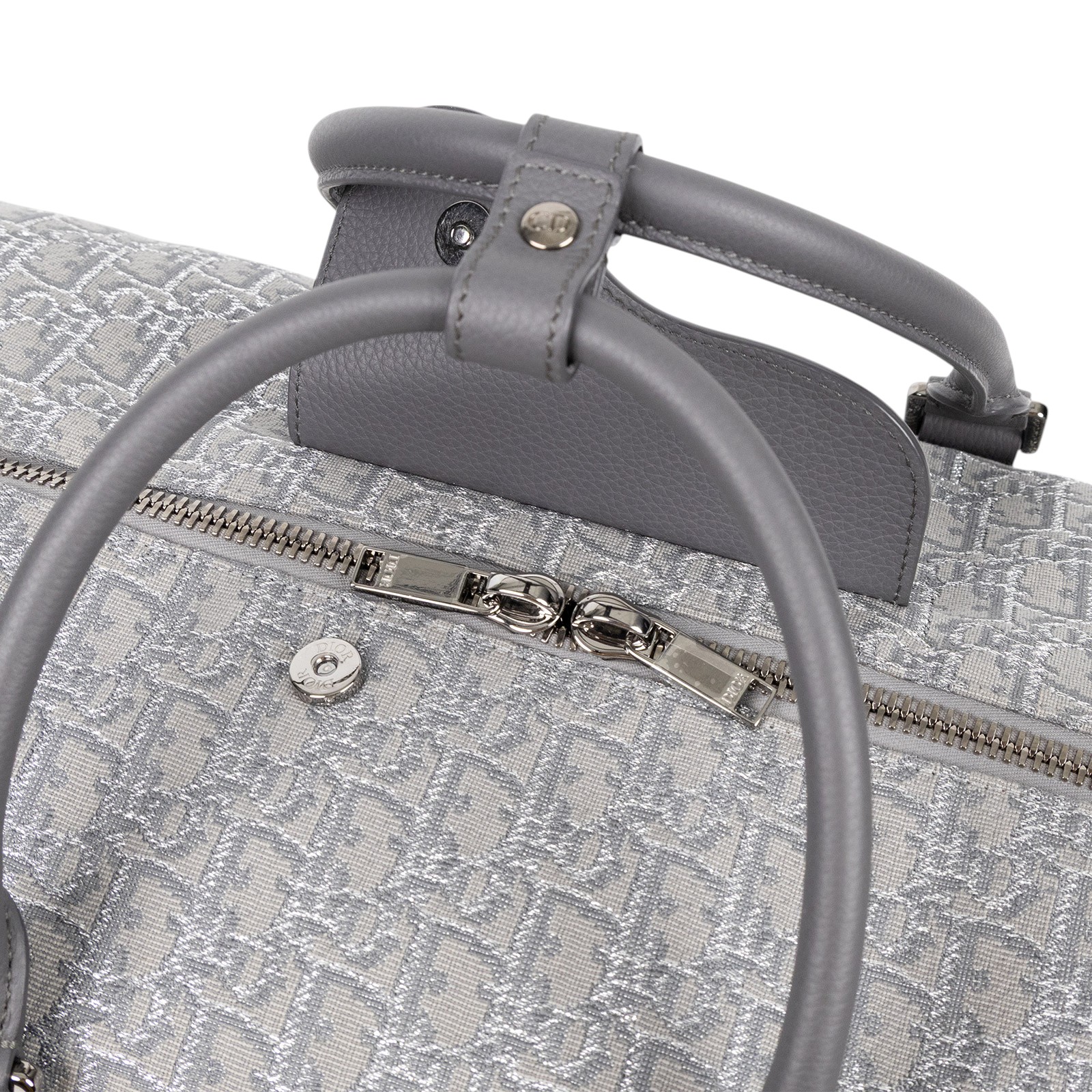 迪奧 CHRISTIAN DIOR Lingot 50 旅行袋 波士頓包 1ADDU120DOS 灰銀OBLIQUE LINGOT行李袋 防塵袋/背帶