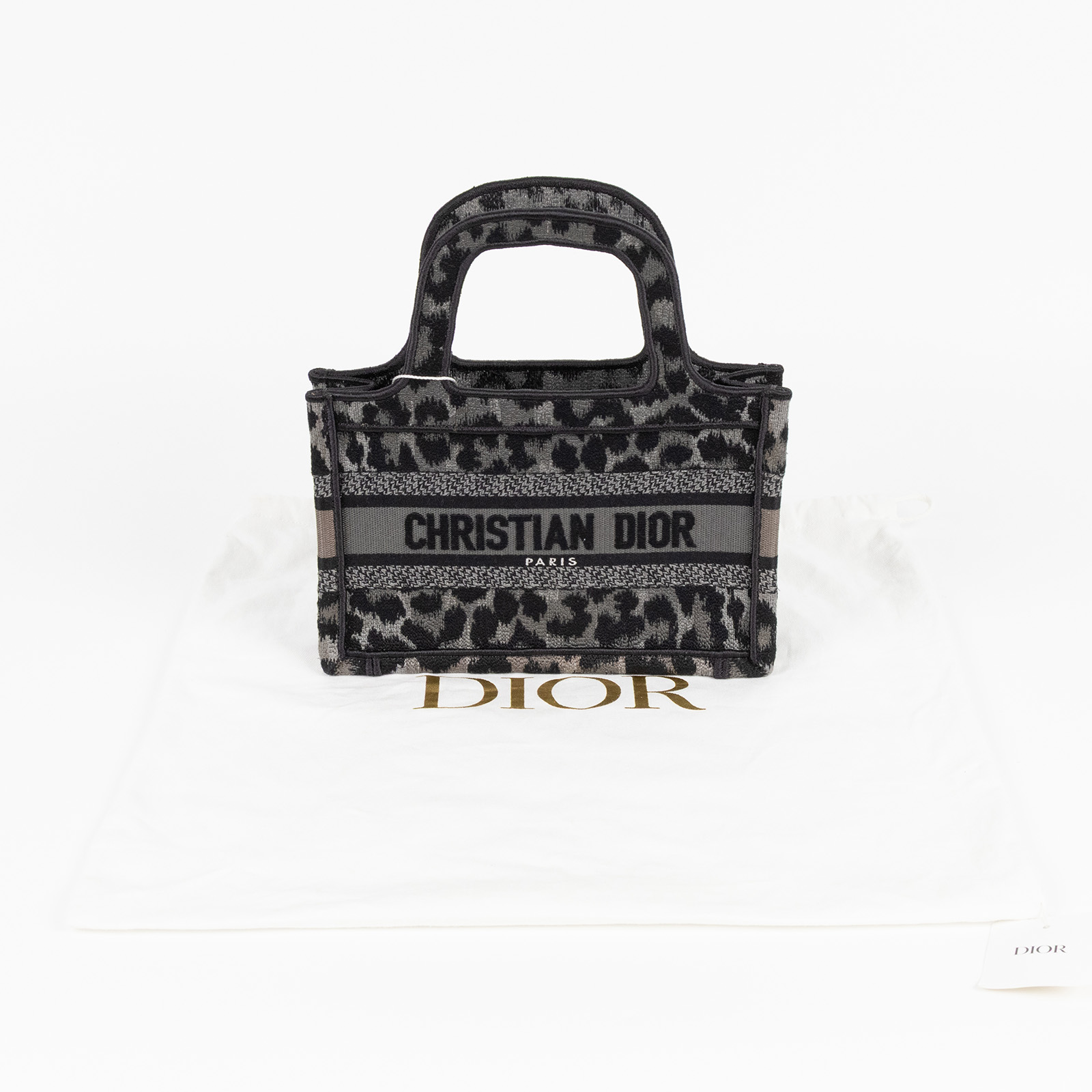 迪奧 CHRISTIAN DIOR Book Tote 迷你 手提 托特包 S5475ZRHM 黑灰豹紋BOOKTOTE手提包MINI 防塵袋