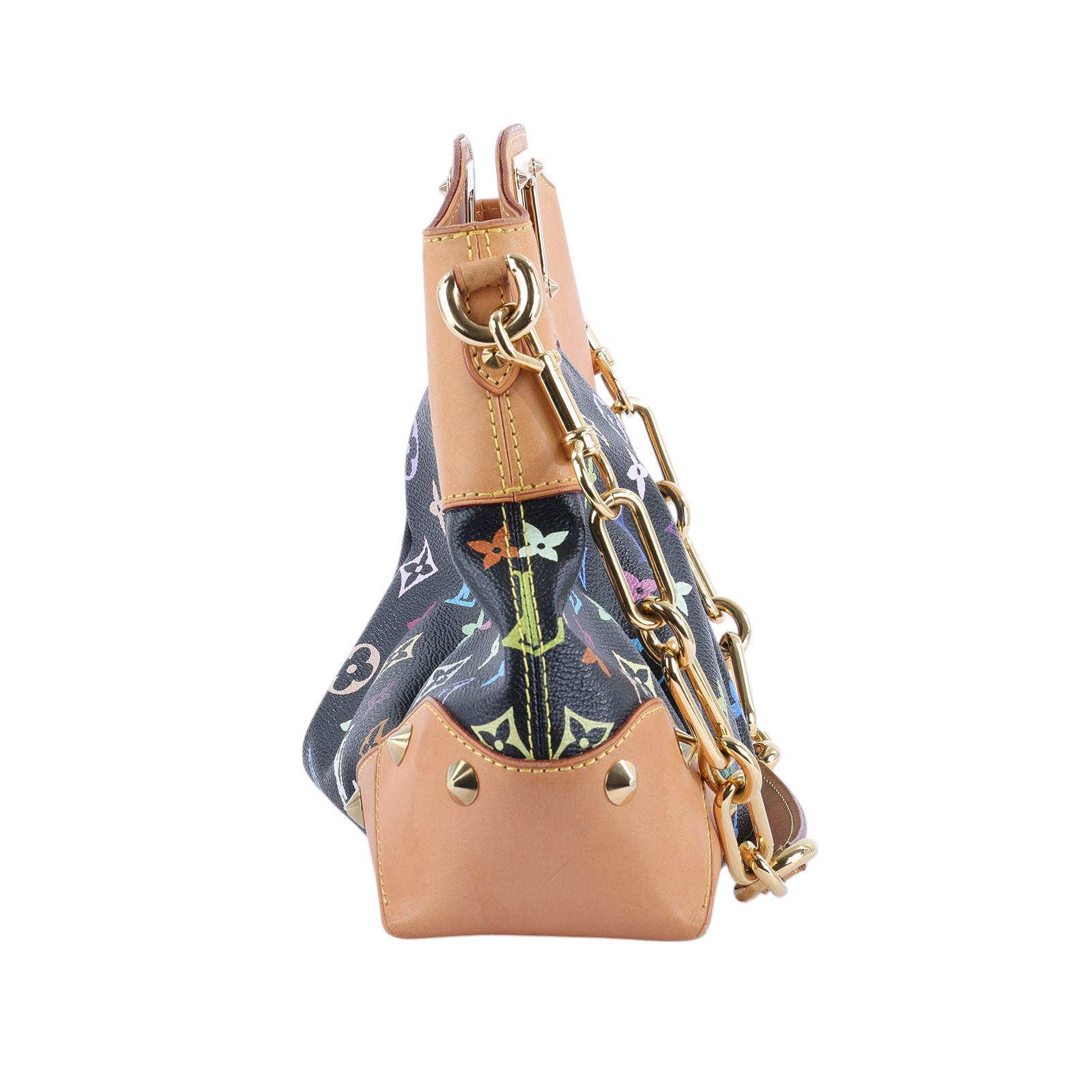 路易威登 LOUIS VUITTON Judy MM 村上隆聯名 肩背包 M40256 黑三彩抓皺JUDY肩背包 MM 背帶