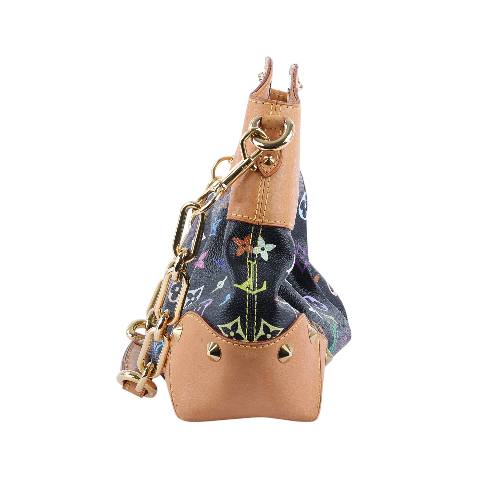 路易威登 LOUIS VUITTON Judy MM 村上隆聯名 肩背包 M40256 黑三彩抓皺JUDY肩背包 MM 背帶