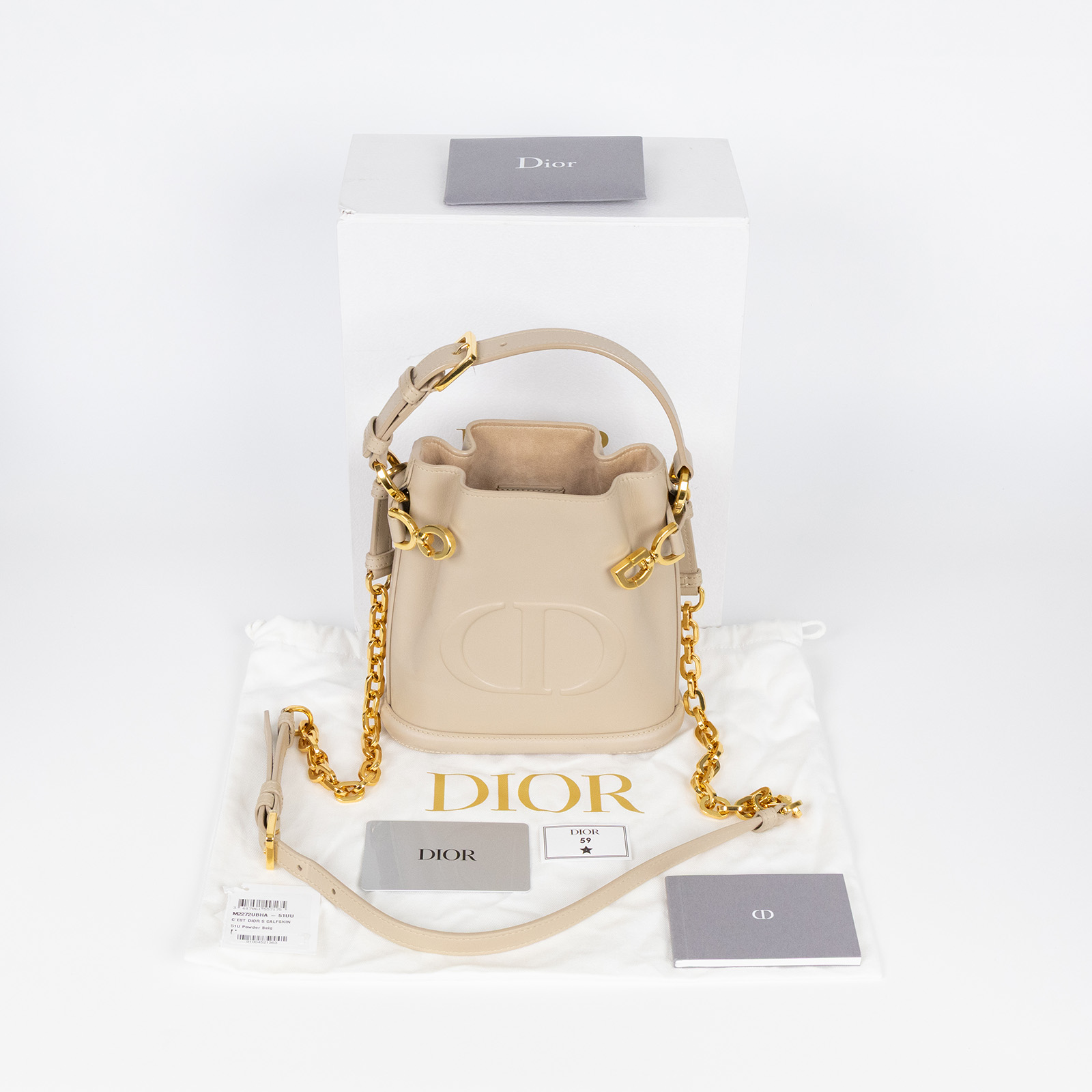 迪奧 CHRISTIAN DIOR Cest Dior 水桶包 M2272UBHA 奶茶CEST SMALL水桶包 原廠盒子/防塵袋/保證卡