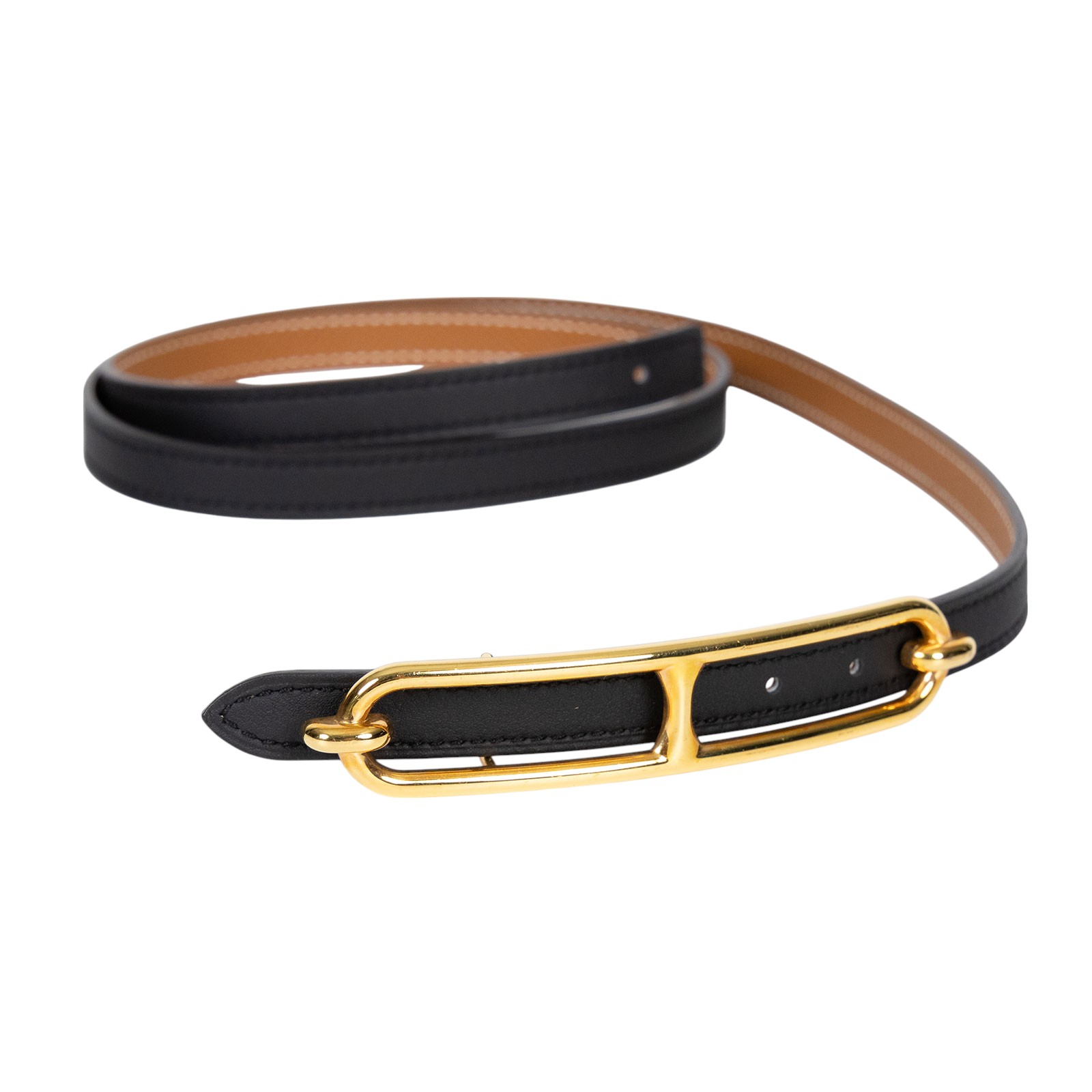 愛馬仕 Hermès Roulis 皮帶釦 雙面皮腰帶 1.3 cm ROB_85 W FM 150 W刻黑金棕雙面ROULIS皮帶#85 防塵袋
