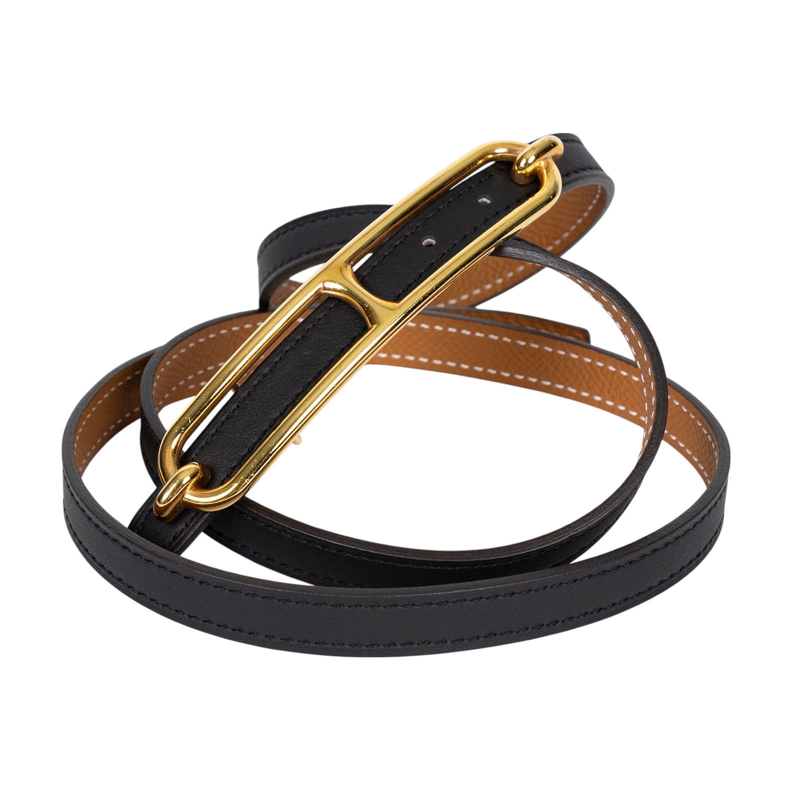 愛馬仕 Hermès Roulis 皮帶釦 雙面皮腰帶 1.3 cm ROB_85 W FM 150 W刻黑金棕雙面ROULIS皮帶#85 防塵袋