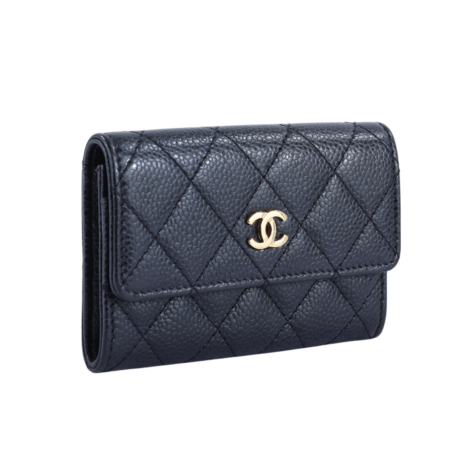 香奈兒 CHANEL 錢包 卡包  21開 黑金荔枝單層卡包 無附屬品