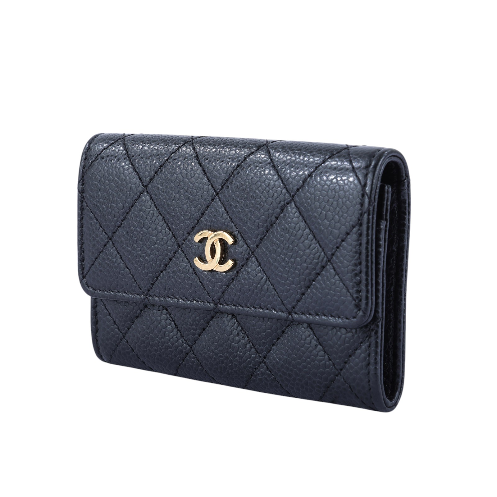 香奈兒 CHANEL 錢包 卡包  21開 黑金荔枝單層卡包 無附屬品