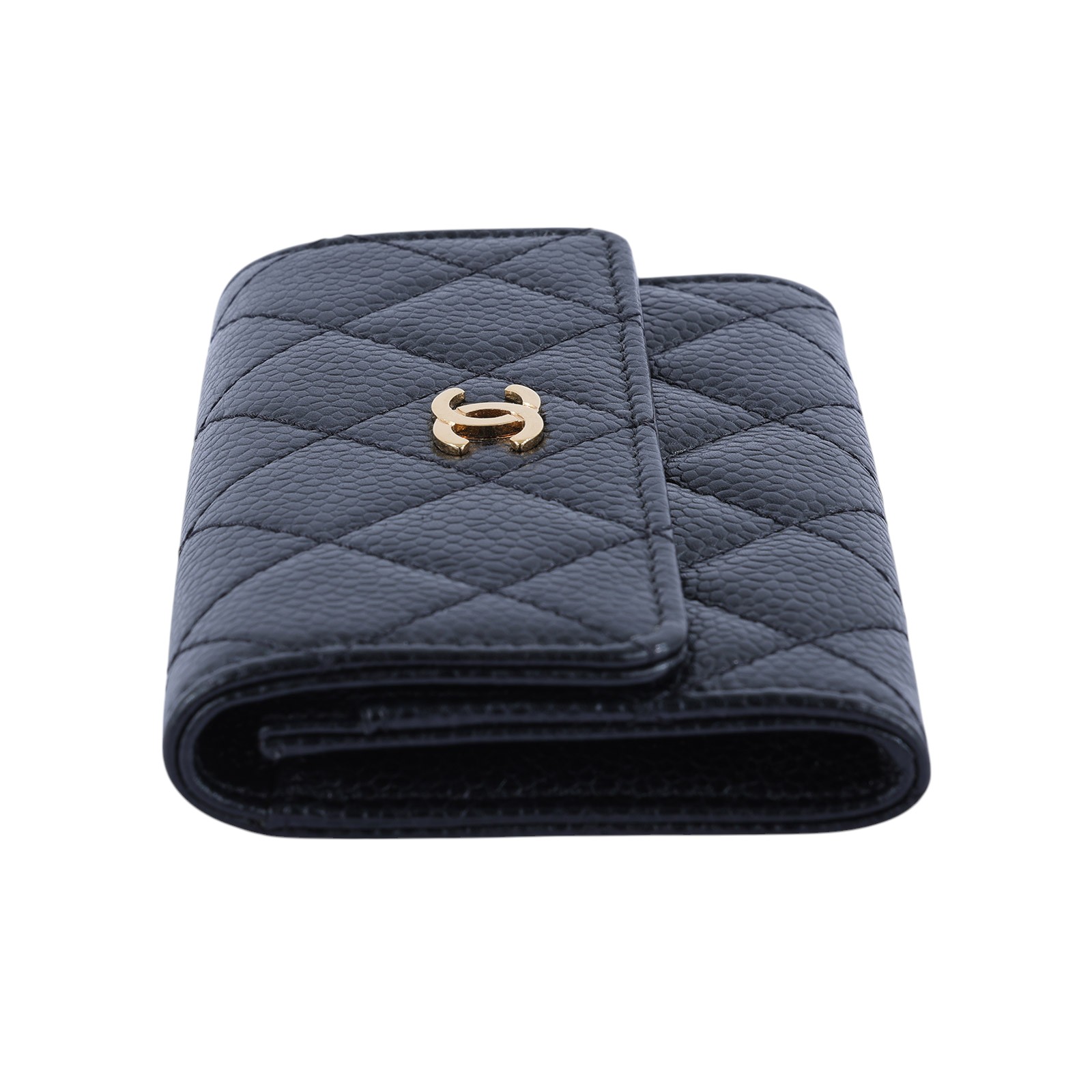 香奈兒 CHANEL 錢包 卡包  21開 黑金荔枝單層卡包 無附屬品