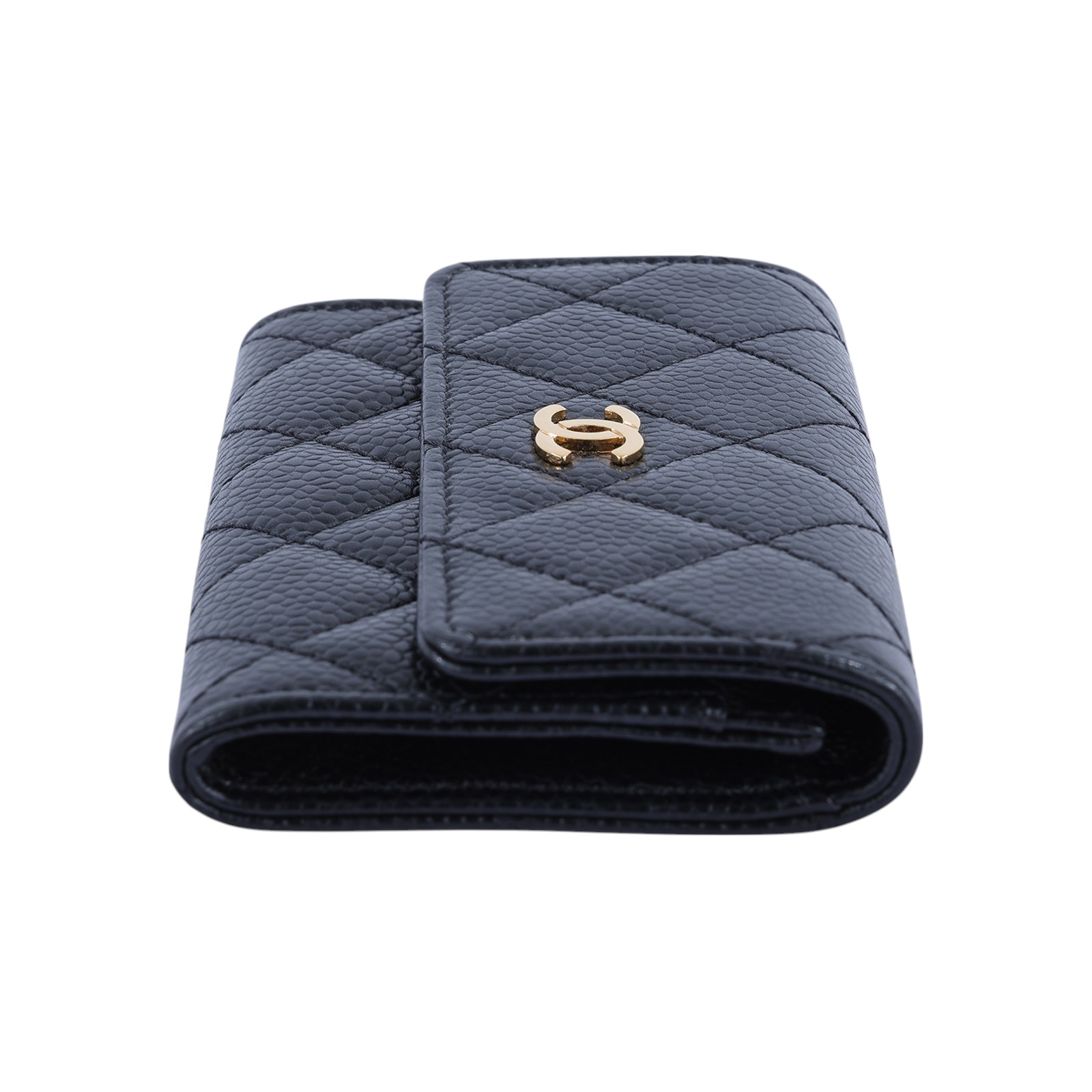 香奈兒 CHANEL 錢包 卡包  21開 黑金荔枝單層卡包 無附屬品