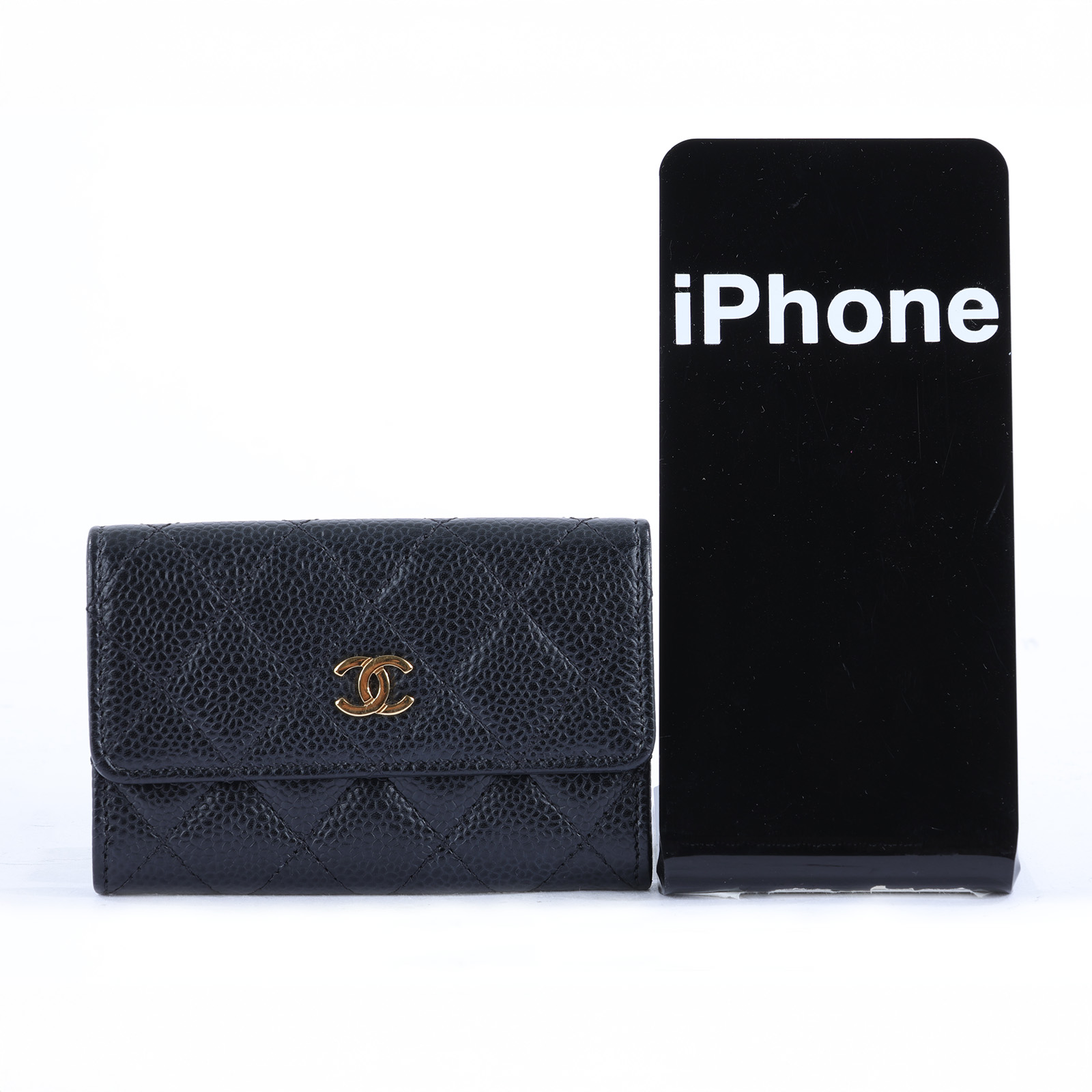 香奈兒 CHANEL 錢包 卡包  21開 黑金荔枝單層卡包 無附屬品