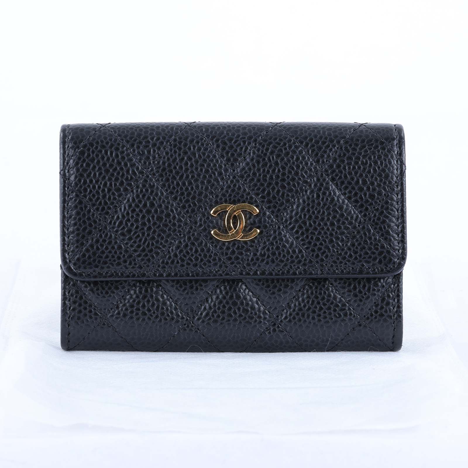 香奈兒 CHANEL 錢包 卡包  21開 黑金荔枝單層卡包 無附屬品