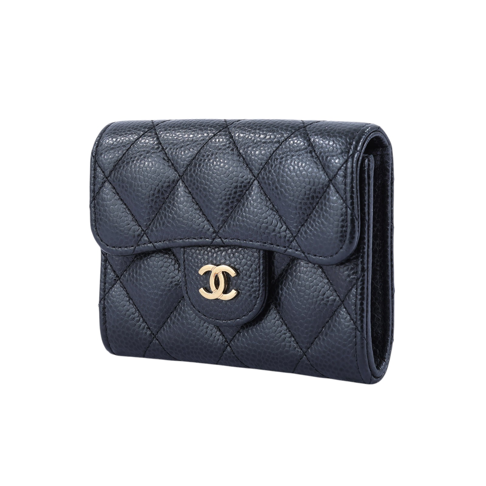 香奈兒 CHANEL 錢包 零錢包 卡夾 AP0220 21開 黑金荔枝雙層卡包 無附屬品