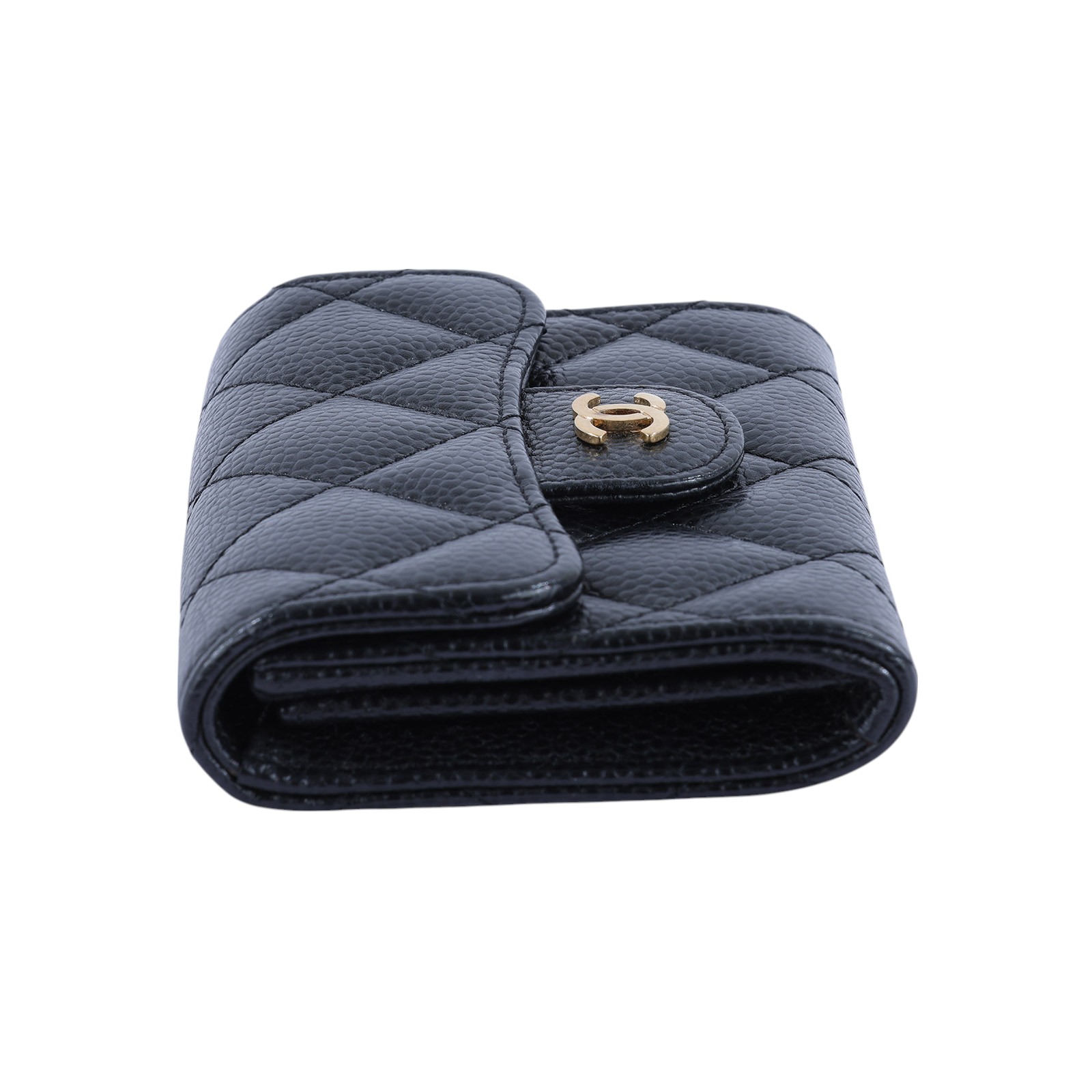 香奈兒 CHANEL 錢包 零錢包 卡夾 AP0220 21開 黑金荔枝雙層卡包 無附屬品