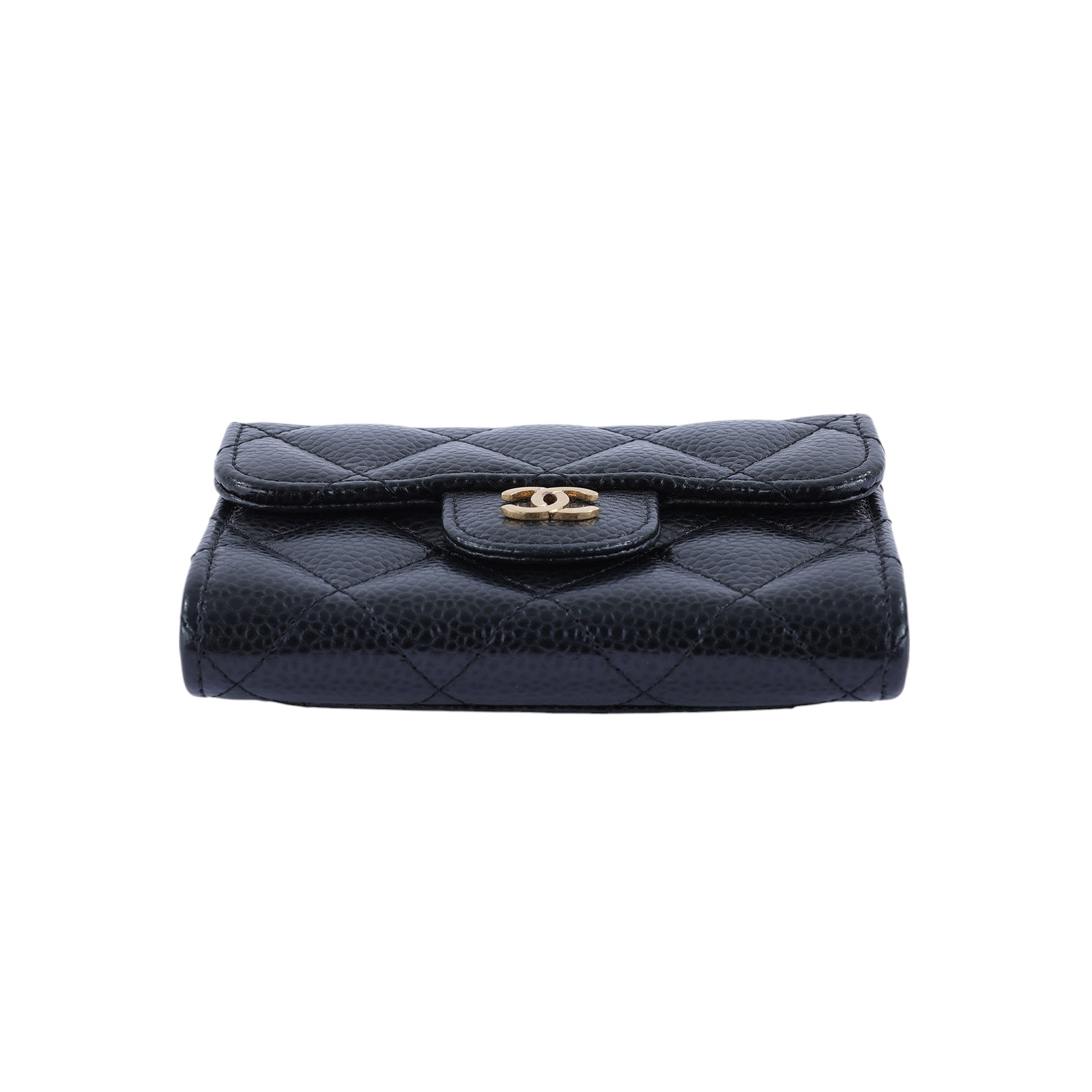 香奈兒 CHANEL 錢包 零錢包 卡夾 AP0220 21開 黑金荔枝雙層卡包 無附屬品