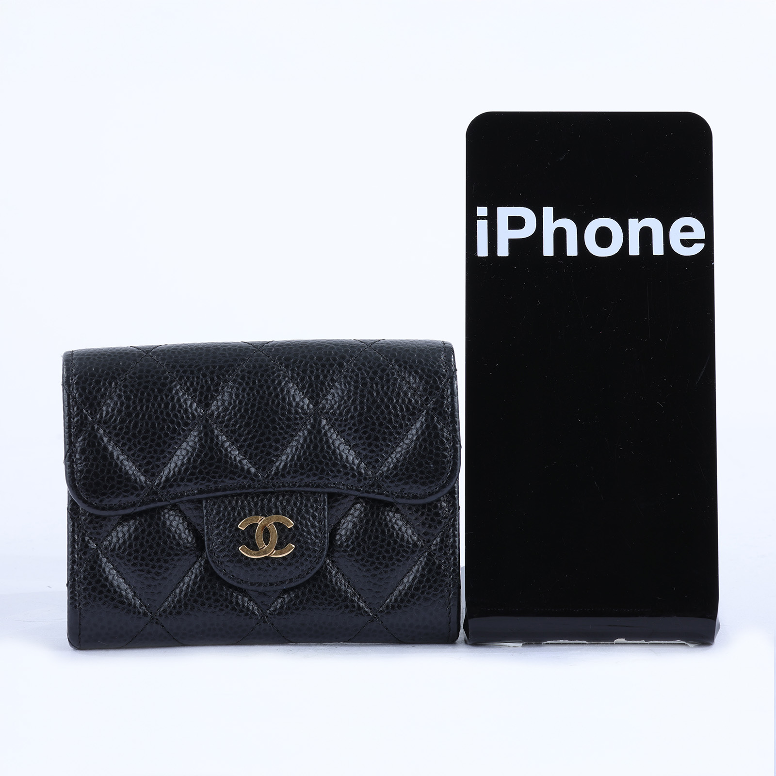 香奈兒 CHANEL 錢包 零錢包 卡夾 AP0220 21開 黑金荔枝雙層卡包 無附屬品