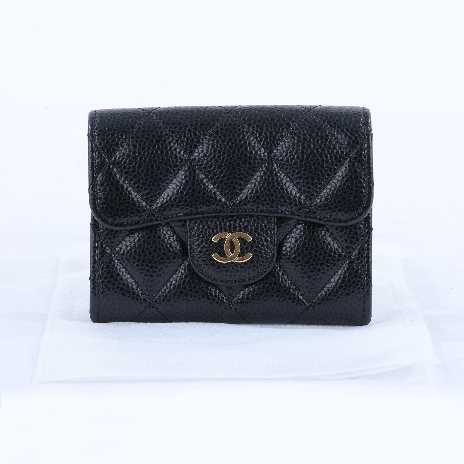 香奈兒 CHANEL 錢包 零錢包 卡夾 AP0220 21開 黑金荔枝雙層卡包 無附屬品