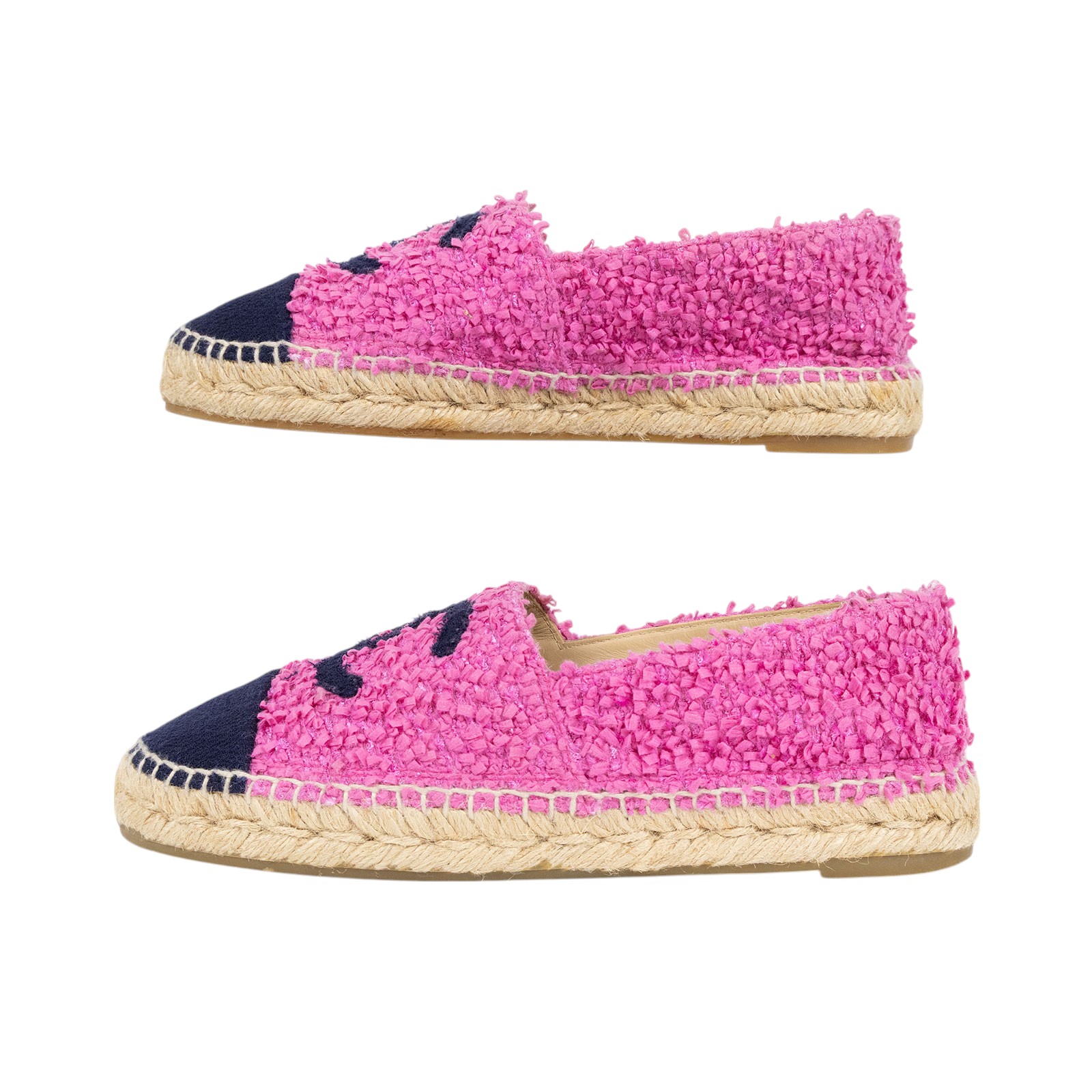 香奈兒 CHANEL Espadrilles 漁夫鞋 G29762_39 粉毛尼鉛筆鞋#39 原廠盒子/防塵袋