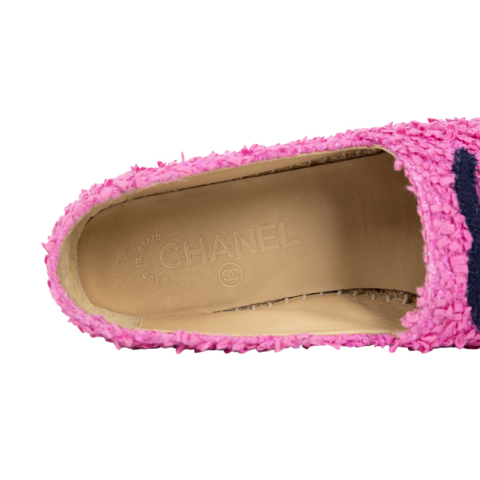 香奈兒 CHANEL Espadrilles 漁夫鞋 G29762_39 粉毛尼鉛筆鞋#39 原廠盒子/防塵袋