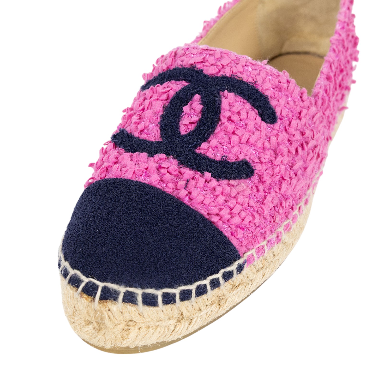 香奈兒 CHANEL Espadrilles 漁夫鞋 G29762_39 粉毛尼鉛筆鞋#39 原廠盒子/防塵袋