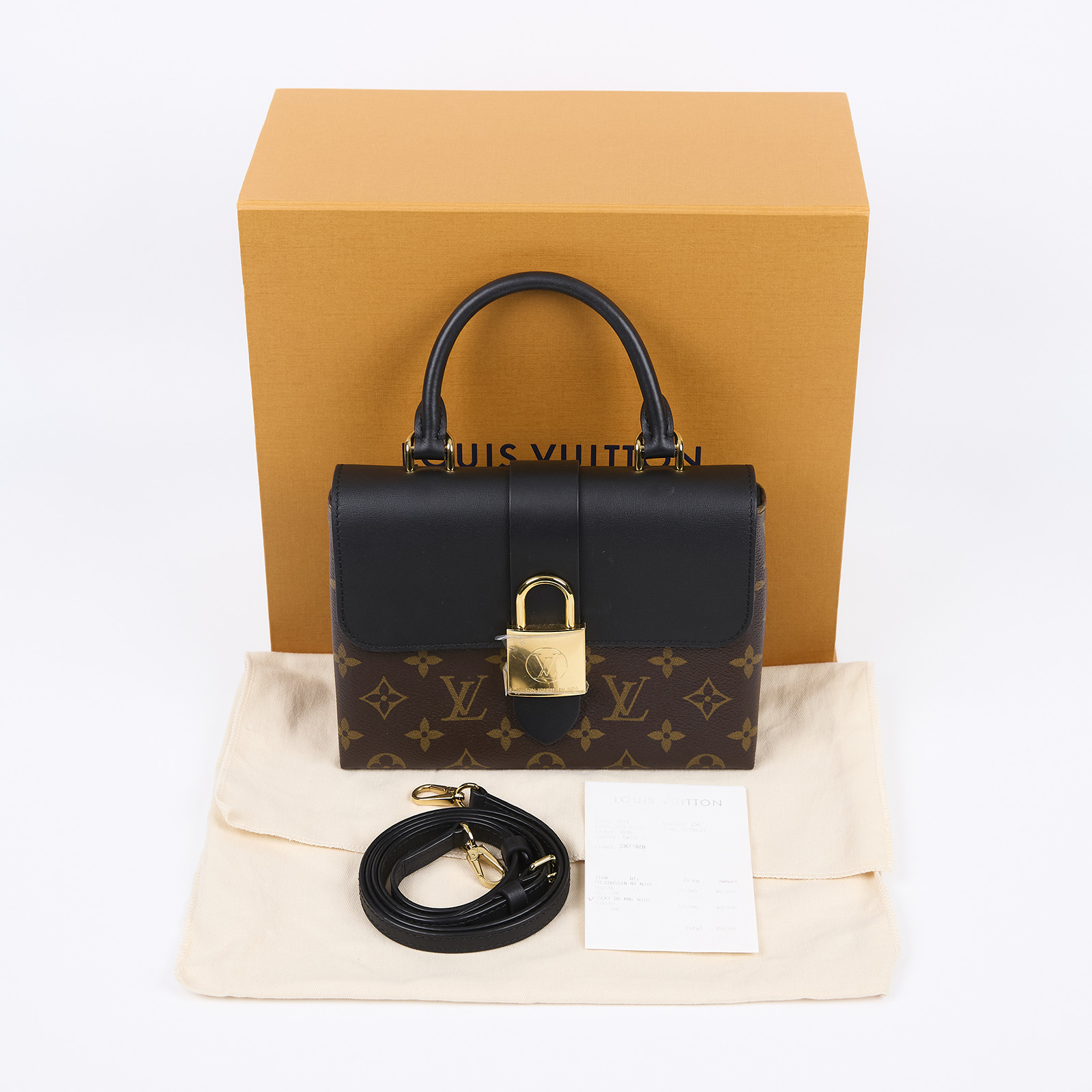 路易威登 LOUIS VUITTON Locky BB 手提包 黑色 M44141 晶片款 黑拼原花LOCKY BB手提肩背包 原廠盒子/防塵袋/購買證明