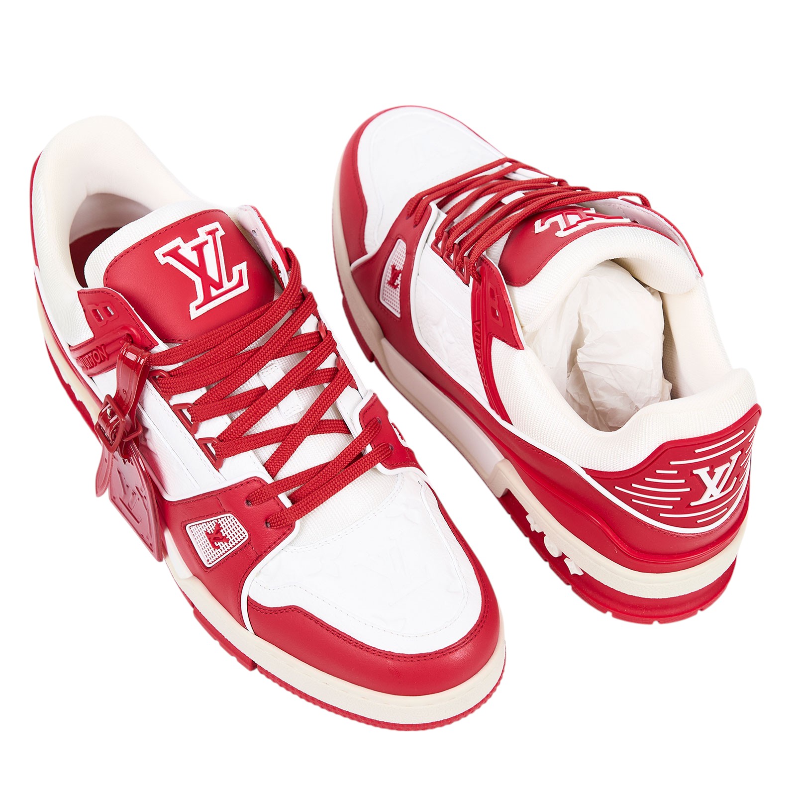 路易威登 LOUIS VUITTON LV Trainer RED 公益運動鞋 1A8PJZ  原廠盒子/防塵袋2/鞋帶/購買證明/發票
