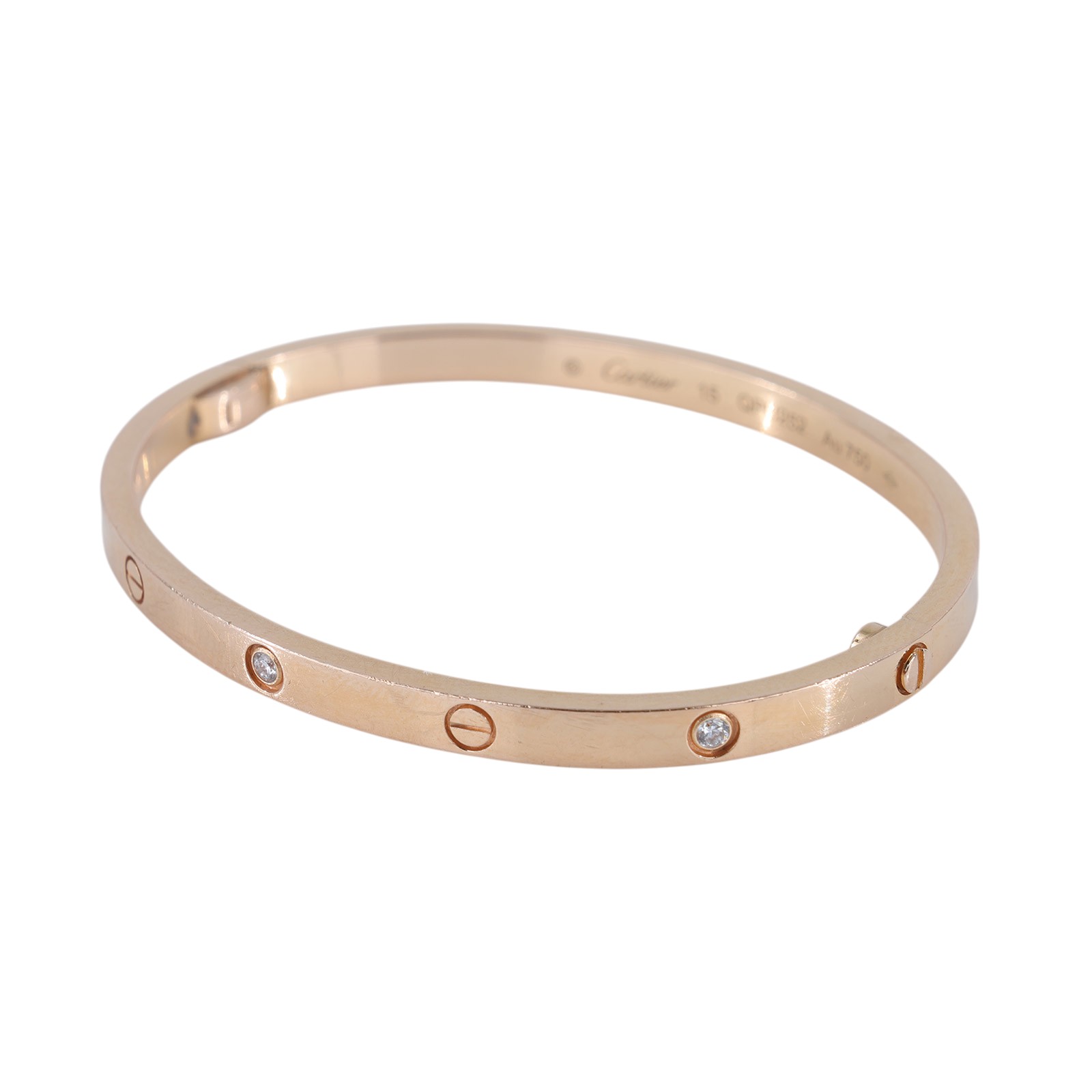 卡地亞 CARTIER Love 手環 經典款 6顆鑽石 B6047615 RG 6P LOVE手環#15 新款細版 原廠盒子2/保證卡/購買證明