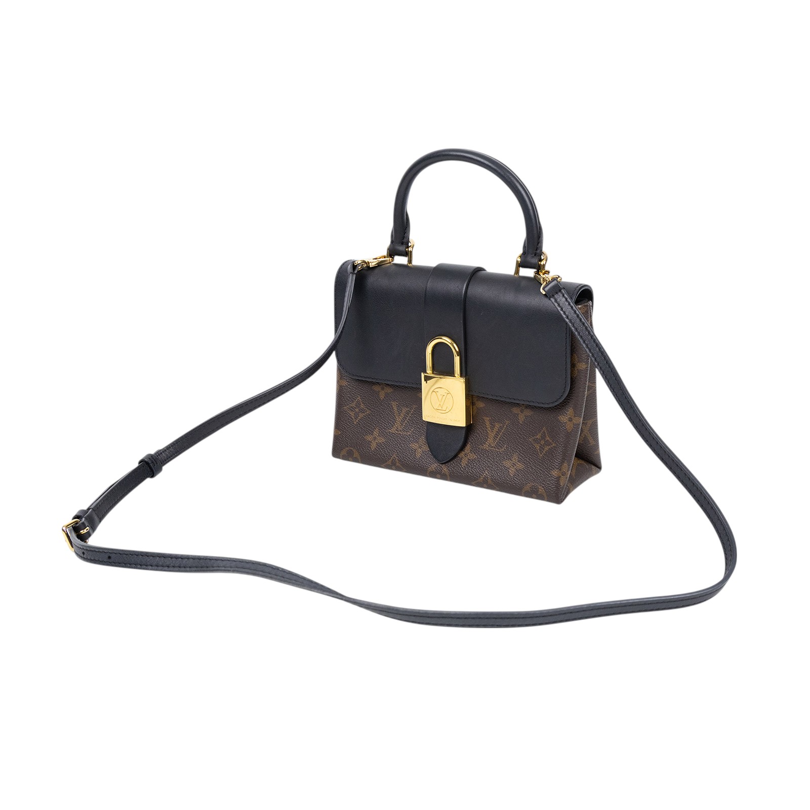 路易威登 LOUIS VUITTON Locky BB 手提包 黑色 M44141 晶片款 黑拼原花LOCKY BB手提肩背包 原廠盒子/防塵袋/背帶