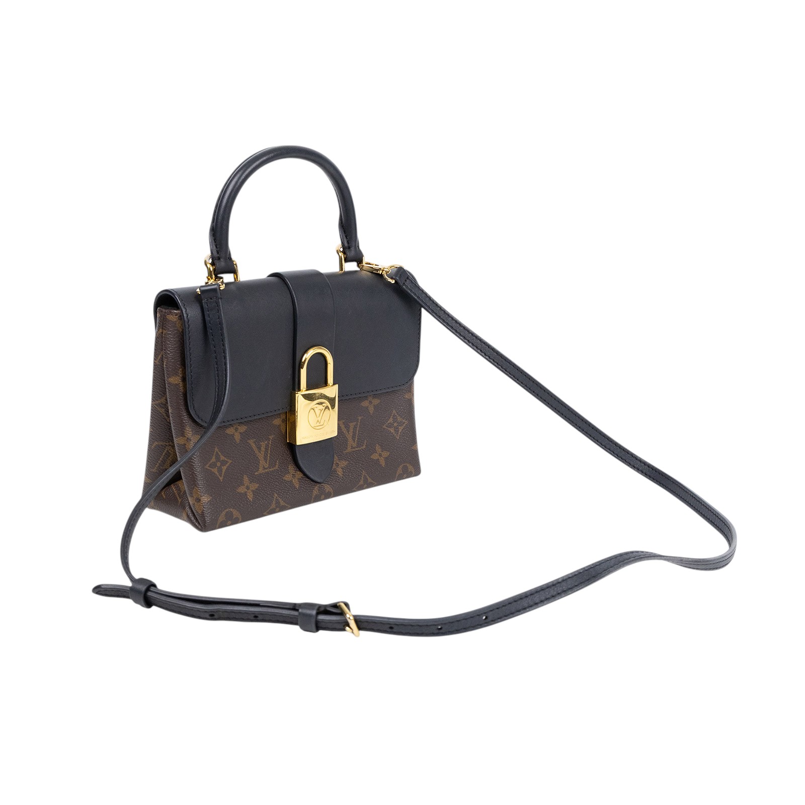 路易威登 LOUIS VUITTON Locky BB 手提包 黑色 M44141 晶片款 黑拼原花LOCKY BB手提肩背包 原廠盒子/防塵袋/背帶