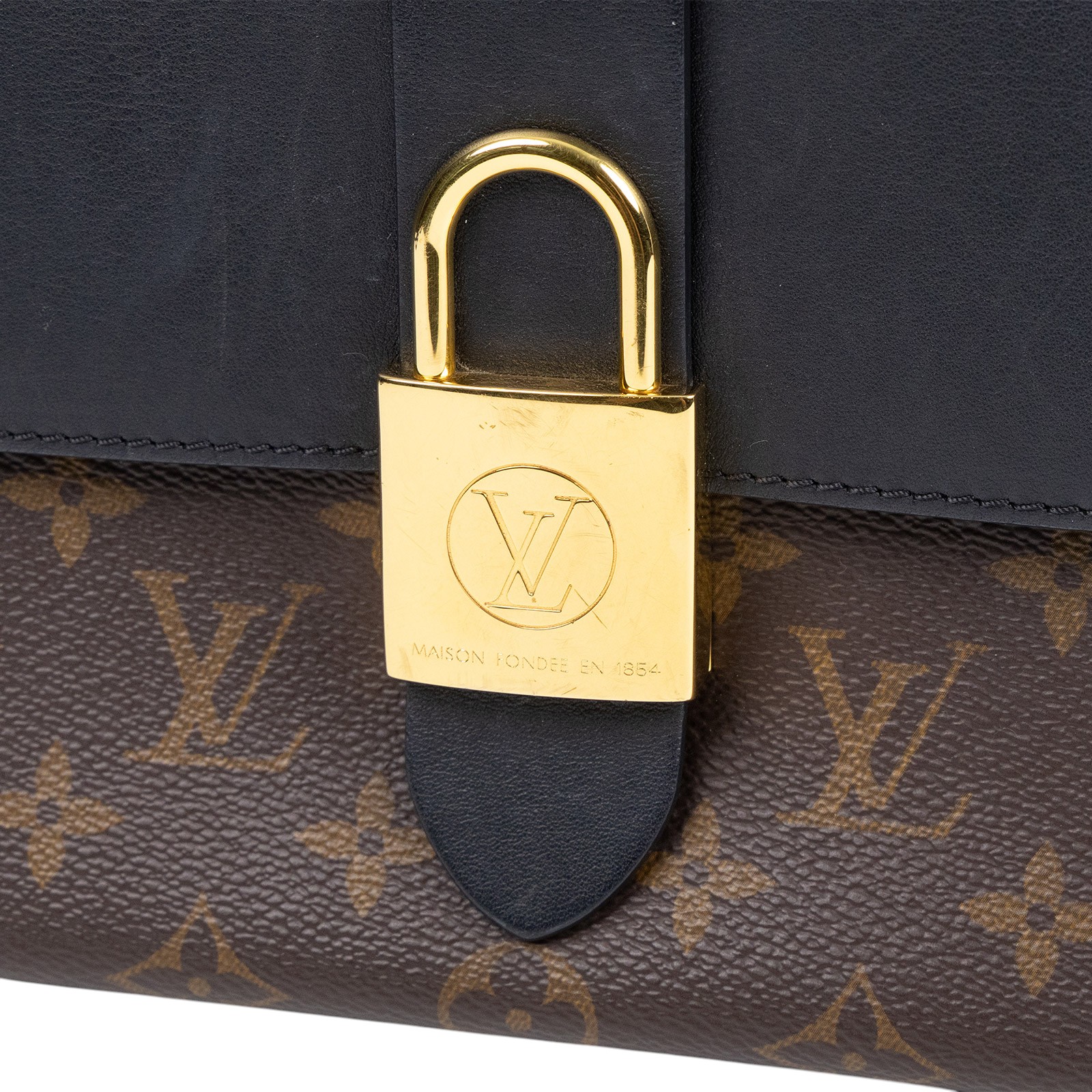 路易威登 LOUIS VUITTON Locky BB 手提包 黑色 M44141 晶片款 黑拼原花LOCKY BB手提肩背包 原廠盒子/防塵袋/背帶