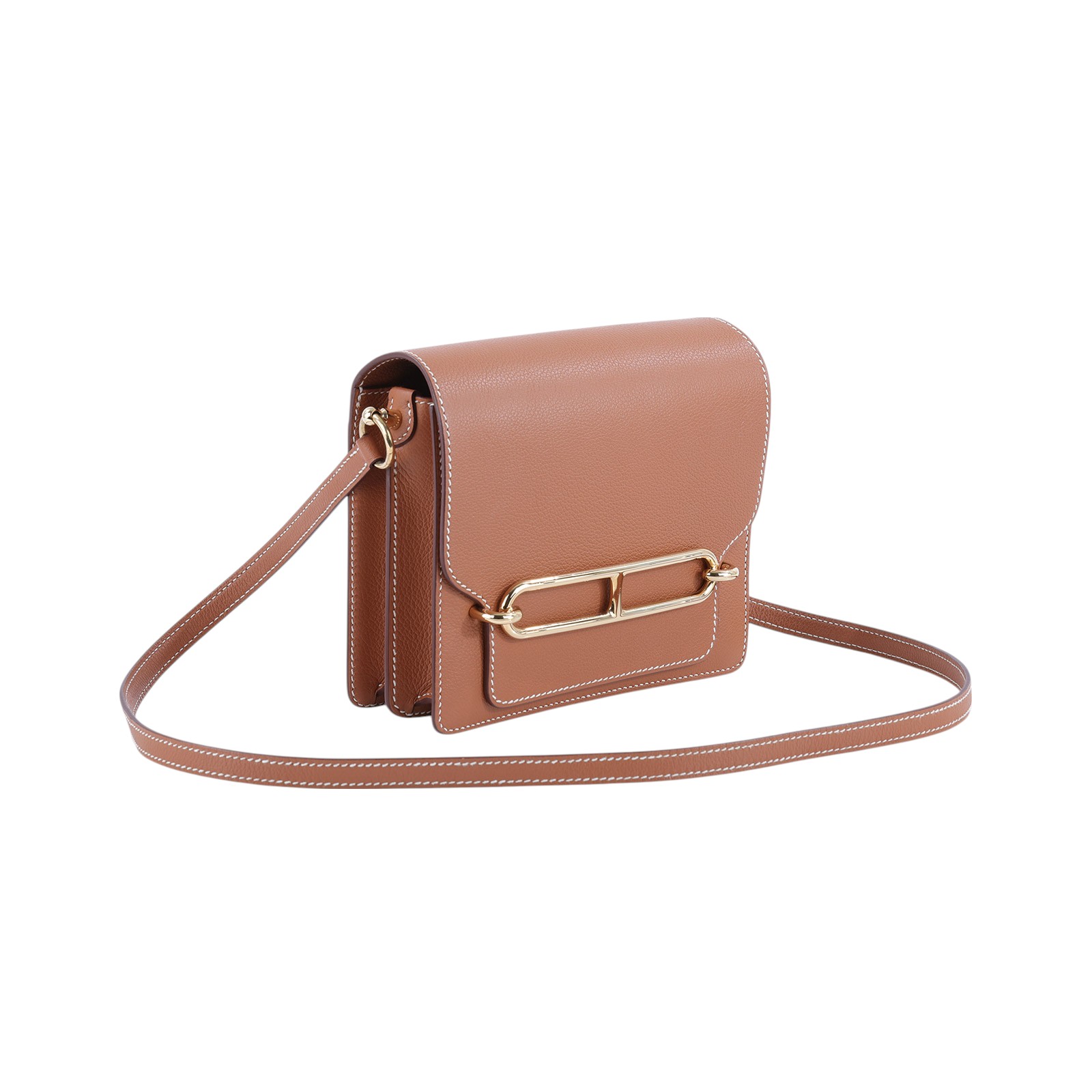愛馬仕 Hermès Roulis 豬鼻子 斜背包 18 Mini RO18 Z HA 526 FS Z刻金棕ROULIS MINI 防塵袋