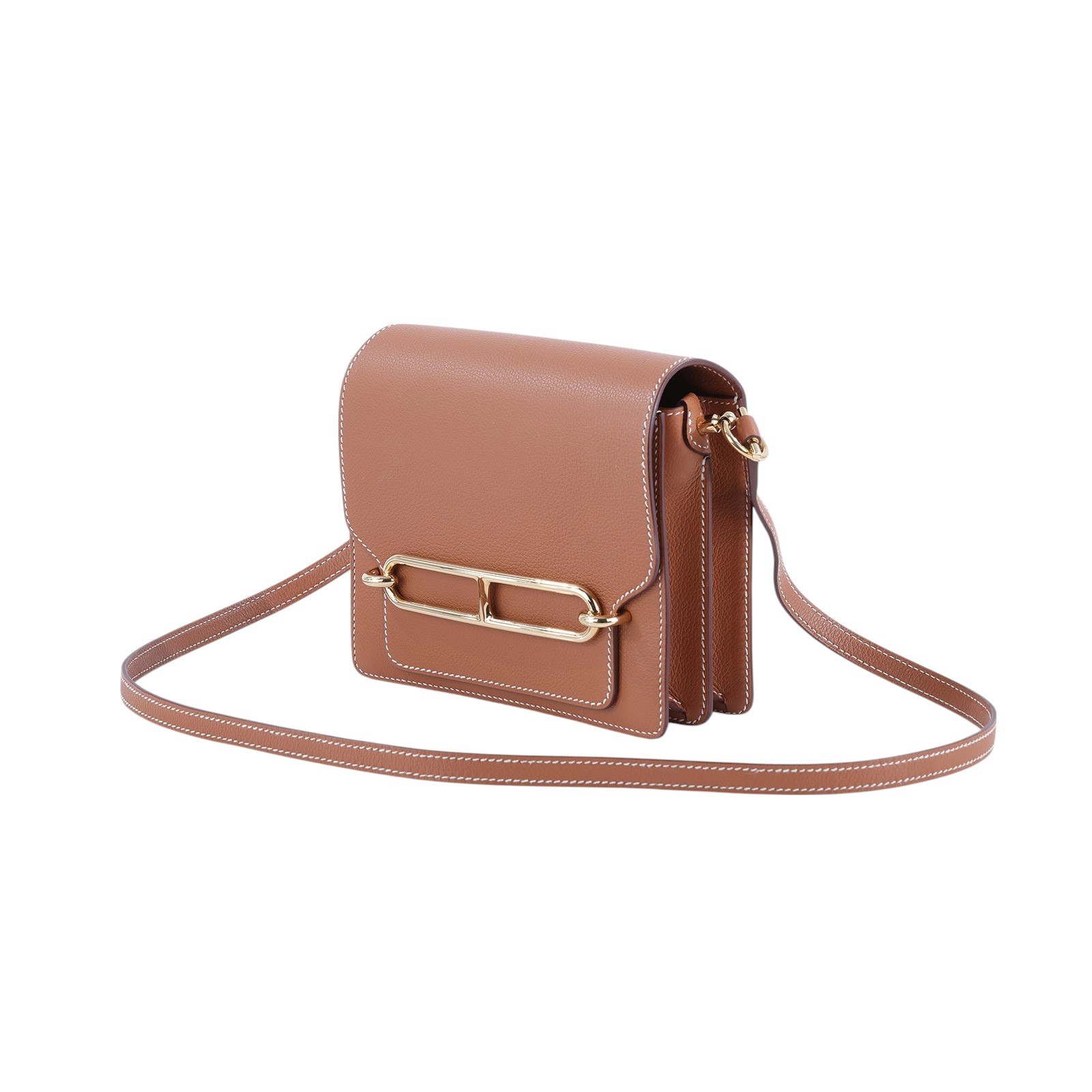 愛馬仕 Hermès Roulis 豬鼻子 斜背包 18 Mini RO18 Z HA 526 FS Z刻金棕ROULIS MINI 防塵袋