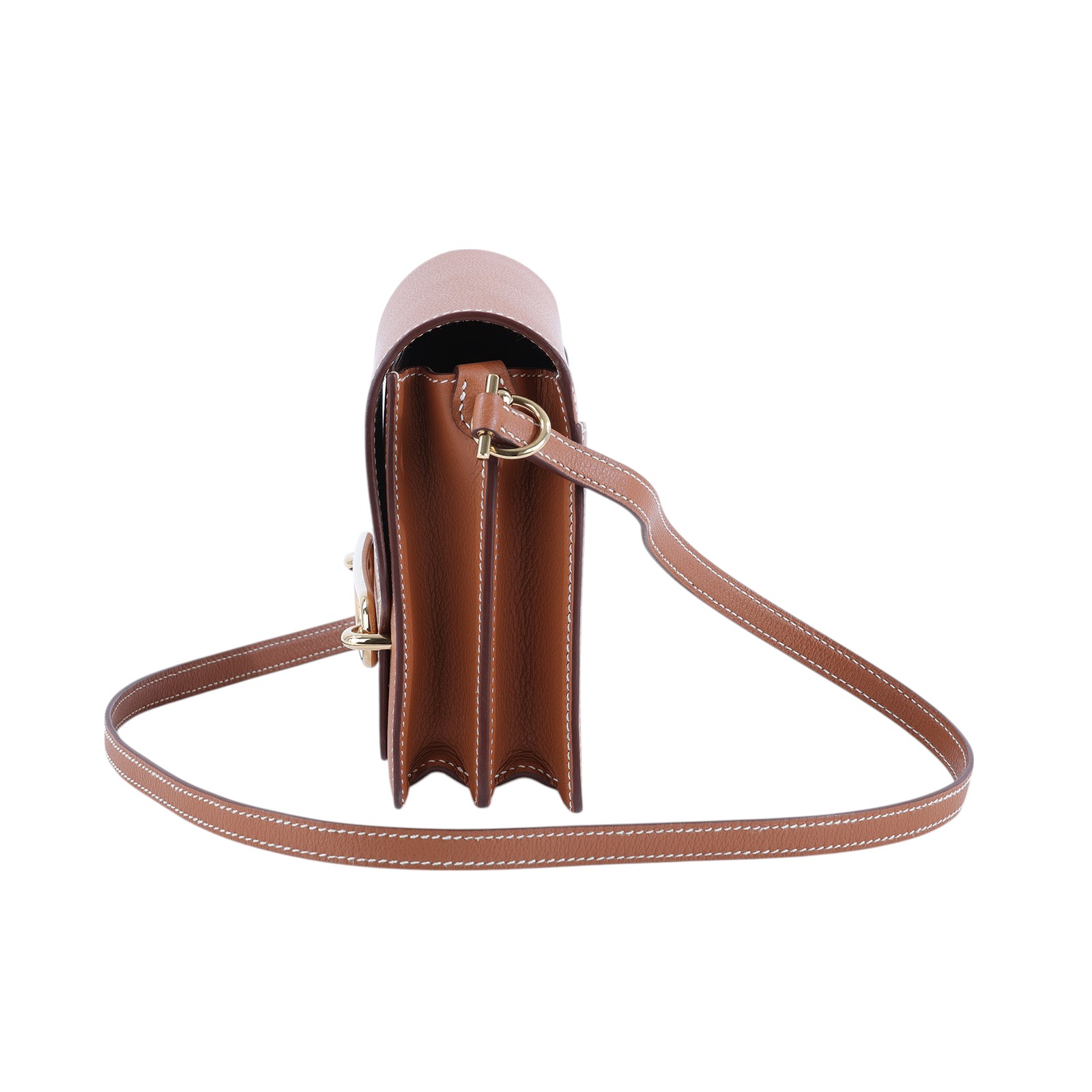 愛馬仕 Hermès Roulis 豬鼻子 斜背包 18 Mini RO18 Z HA 526 FS Z刻金棕ROULIS MINI 防塵袋